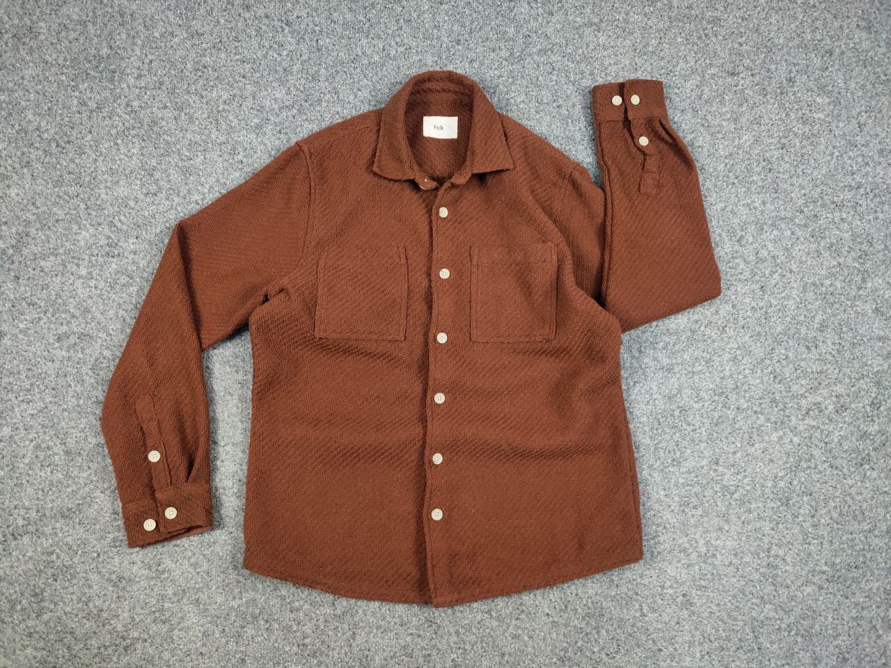 Designer Folk Overshirt Textured Brown knit Pocket Light Jacket Size US L / EU 52-54 / 3 - 14 Thumbnail