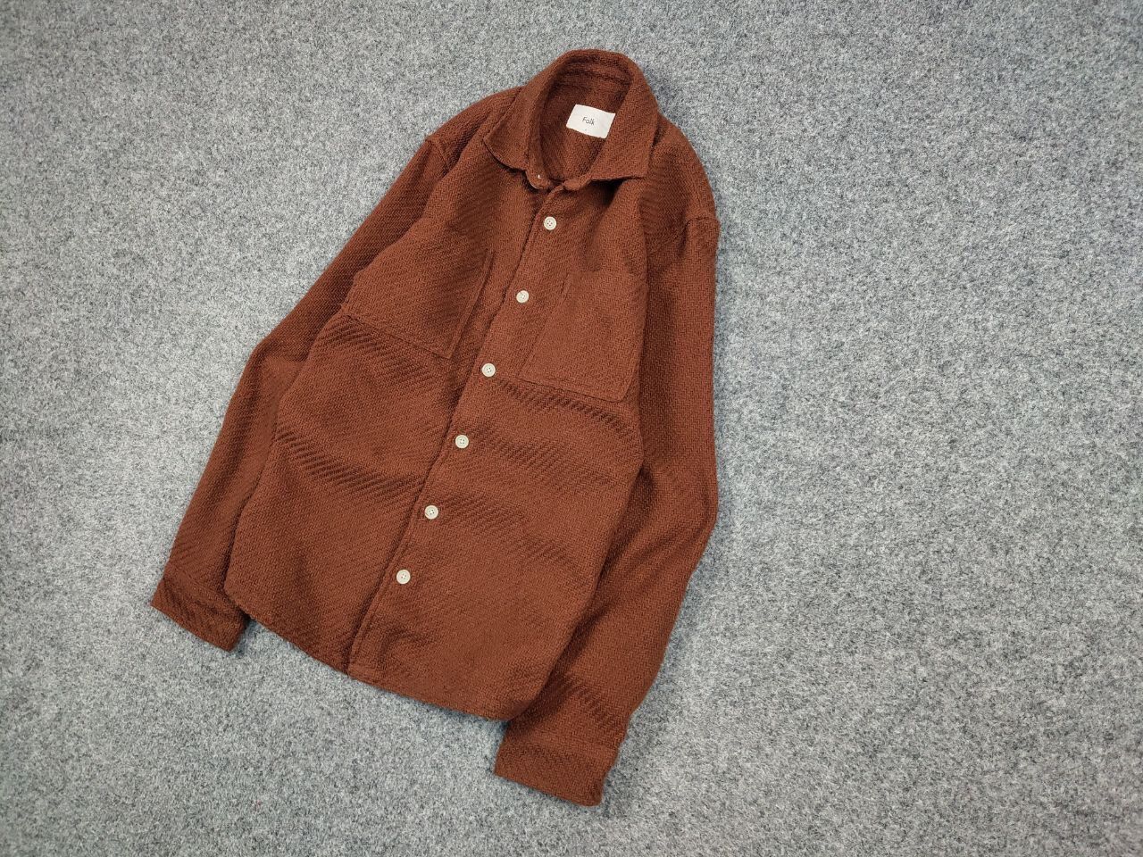 Designer Folk Overshirt Textured Brown knit Pocket Light Jacket Size US L / EU 52-54 / 3 - 3 Thumbnail