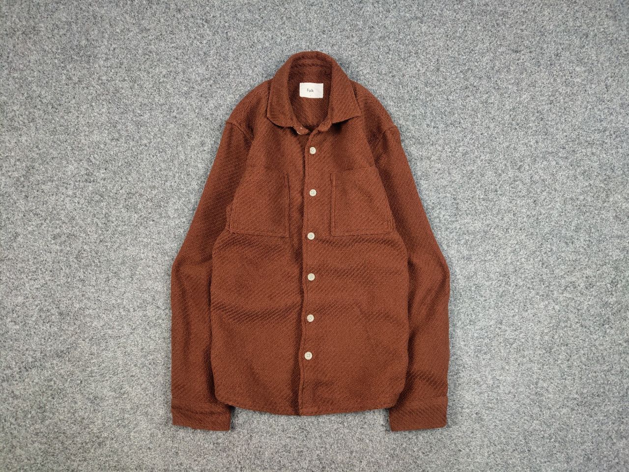 Designer Folk Overshirt Textured Brown knit Pocket Light Jacket Size US L / EU 52-54 / 3 - 1 Thumbnail