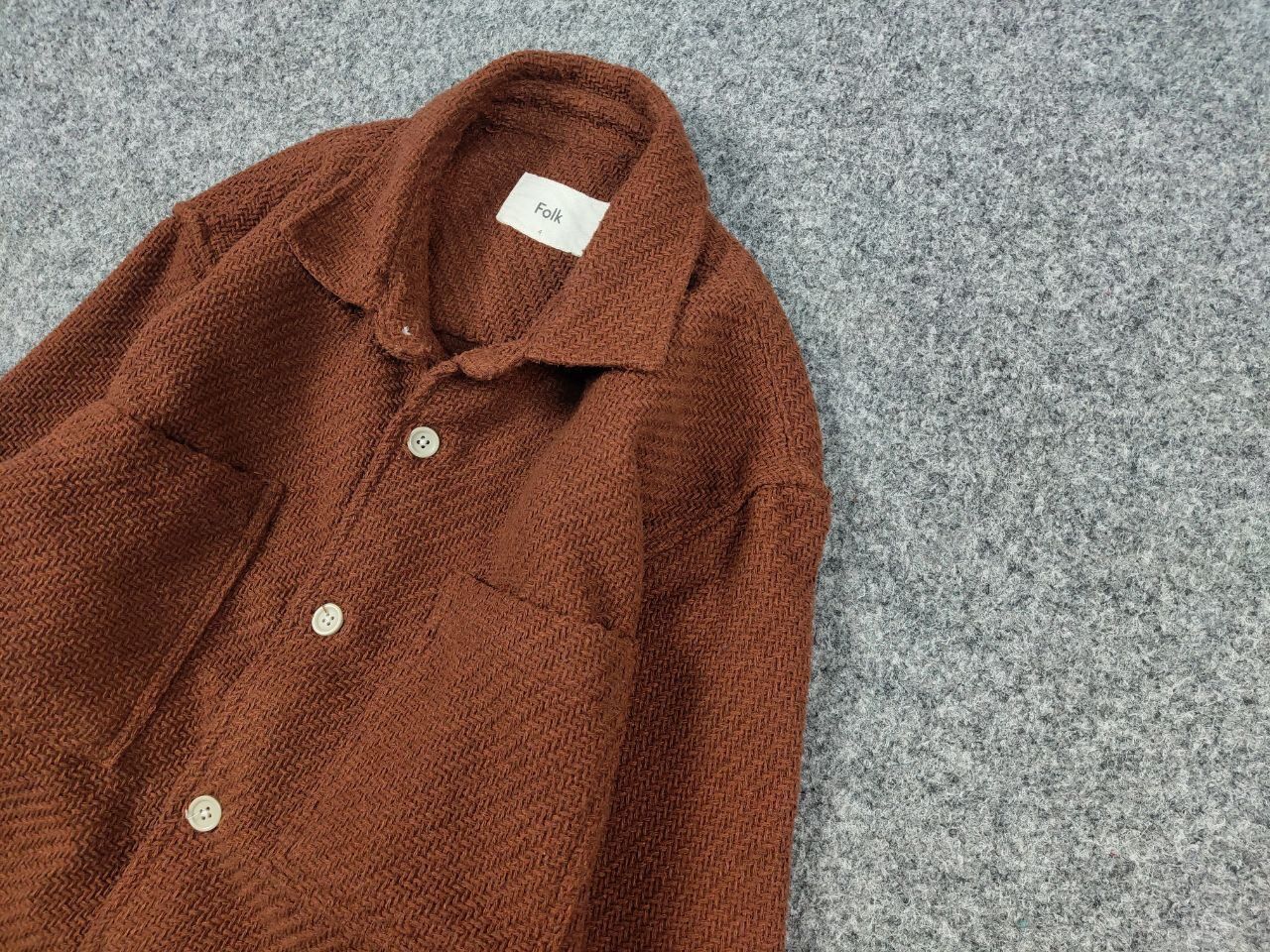 Designer Folk Overshirt Textured Brown knit Pocket Light Jacket Size US L / EU 52-54 / 3 - 4 Thumbnail