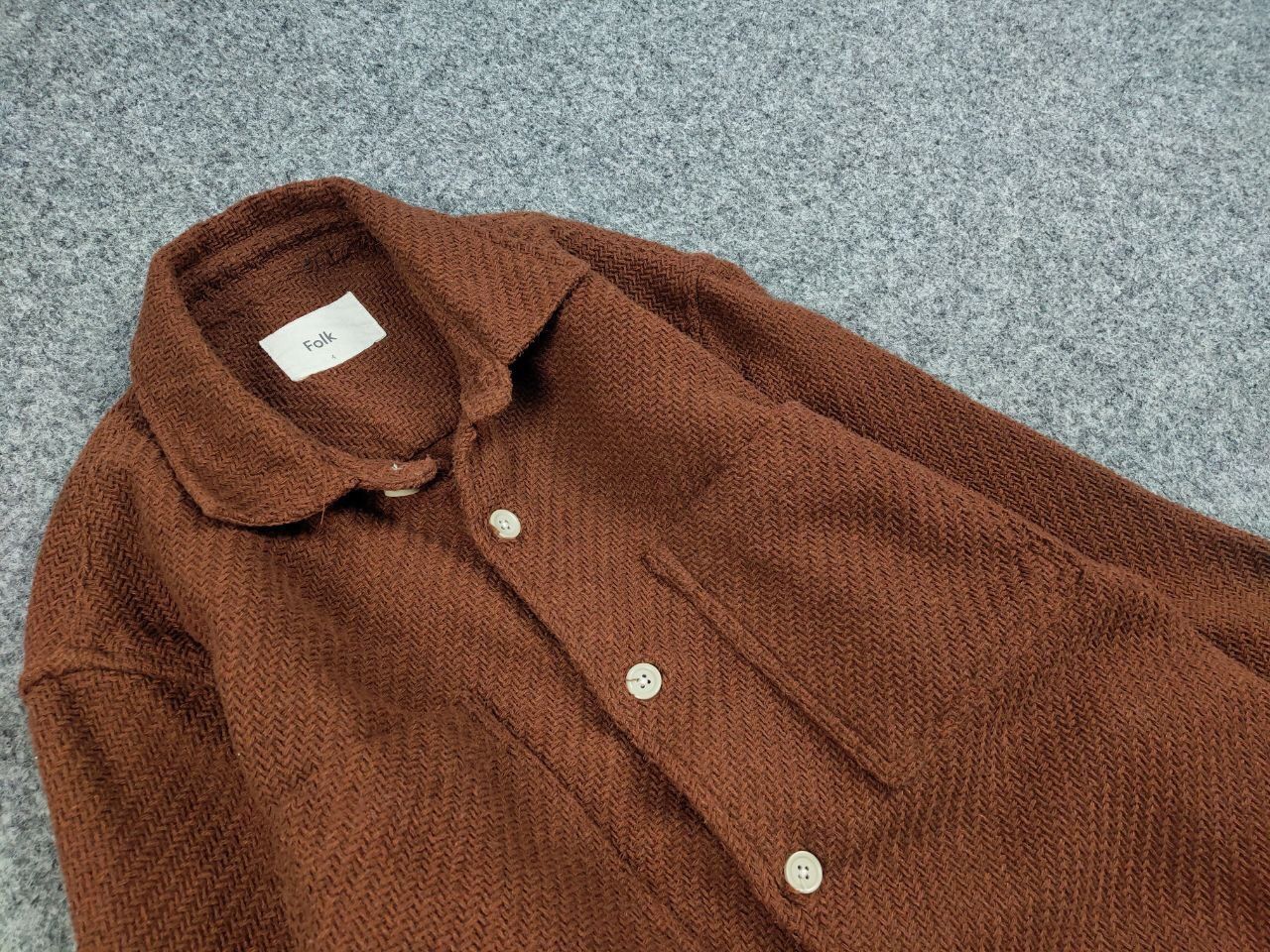 Designer Folk Overshirt Textured Brown knit Pocket Light Jacket Size US L / EU 52-54 / 3 - 12 Thumbnail