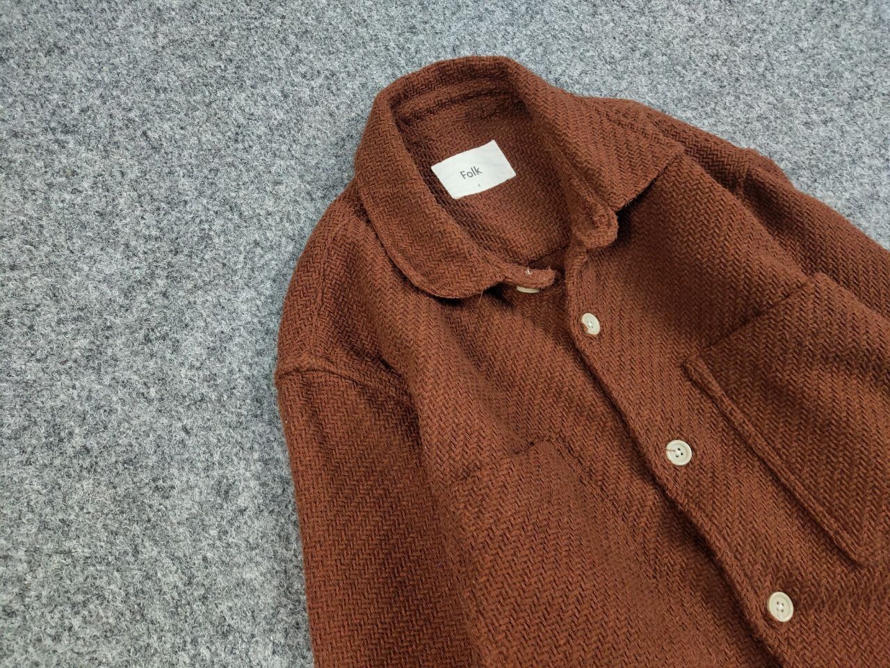 Designer Folk Overshirt Textured Brown knit Pocket Light Jacket Size US L / EU 52-54 / 3 - 7 Thumbnail