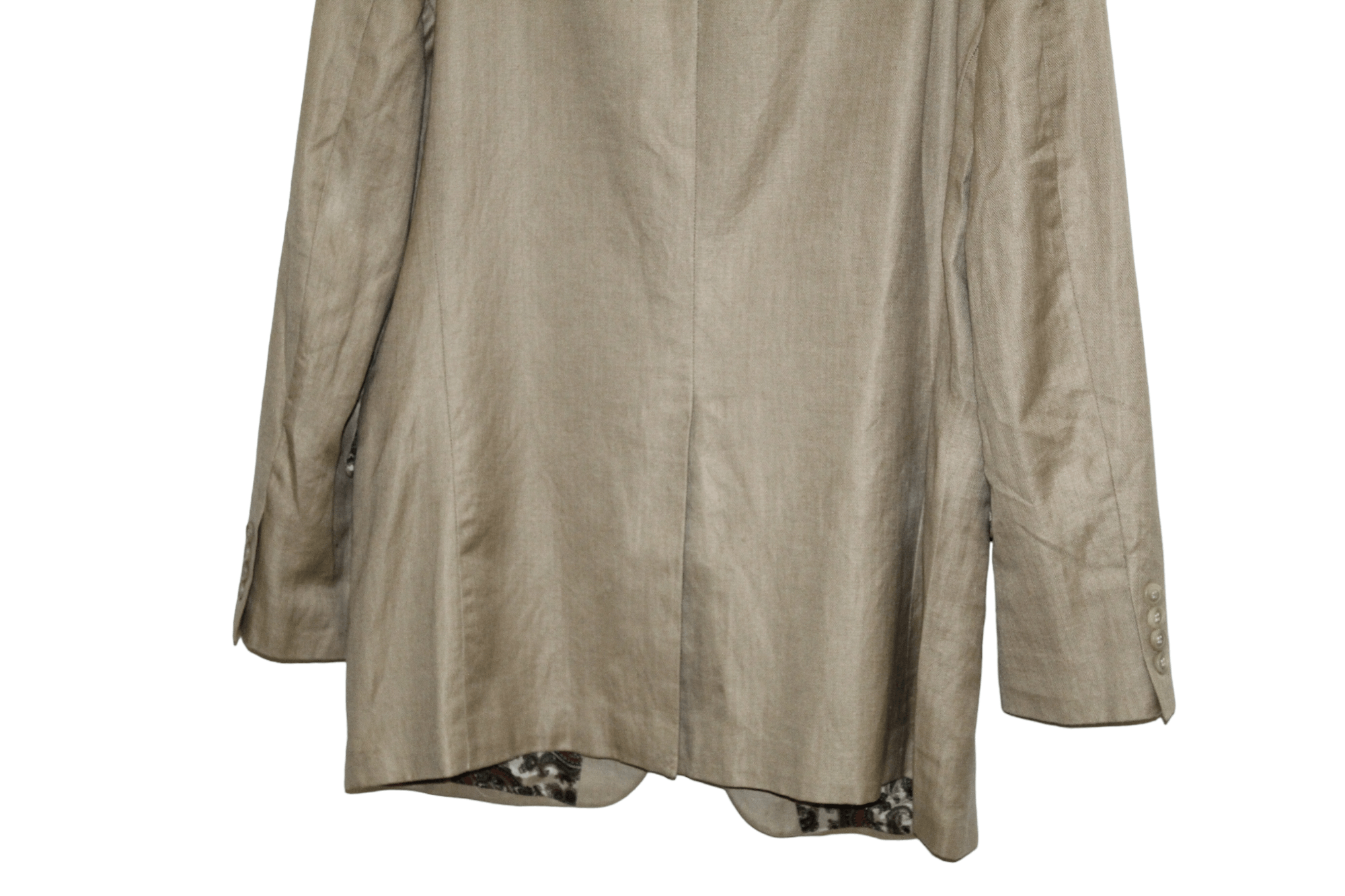 Lauren Ralph Lauren Lauren R.L. Herringbone Linen-Cotton Paisley Lined Blazer Size 42L - 8 Thumbnail