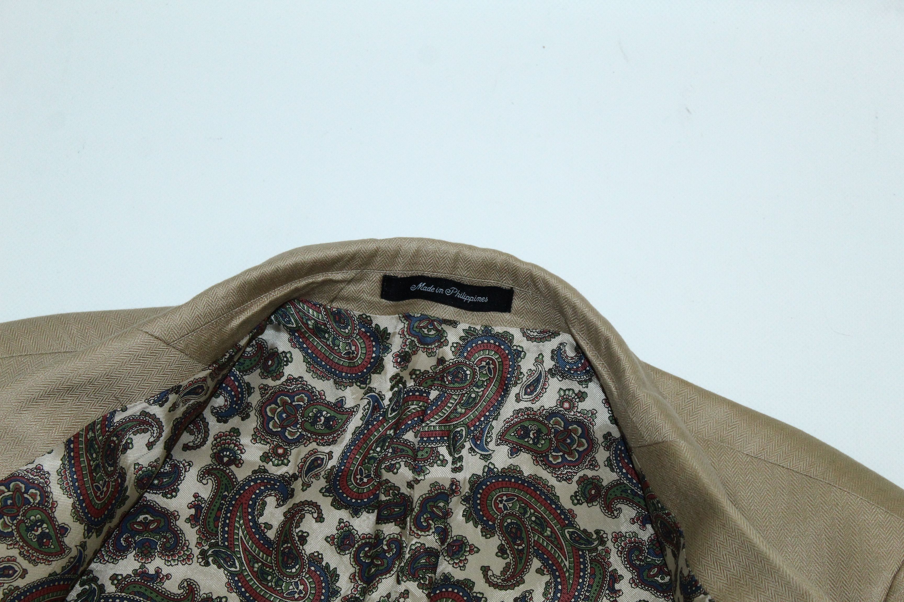 Lauren Ralph Lauren Lauren R.L. Herringbone Linen-Cotton Paisley Lined Blazer Size 42L - 12 Thumbnail