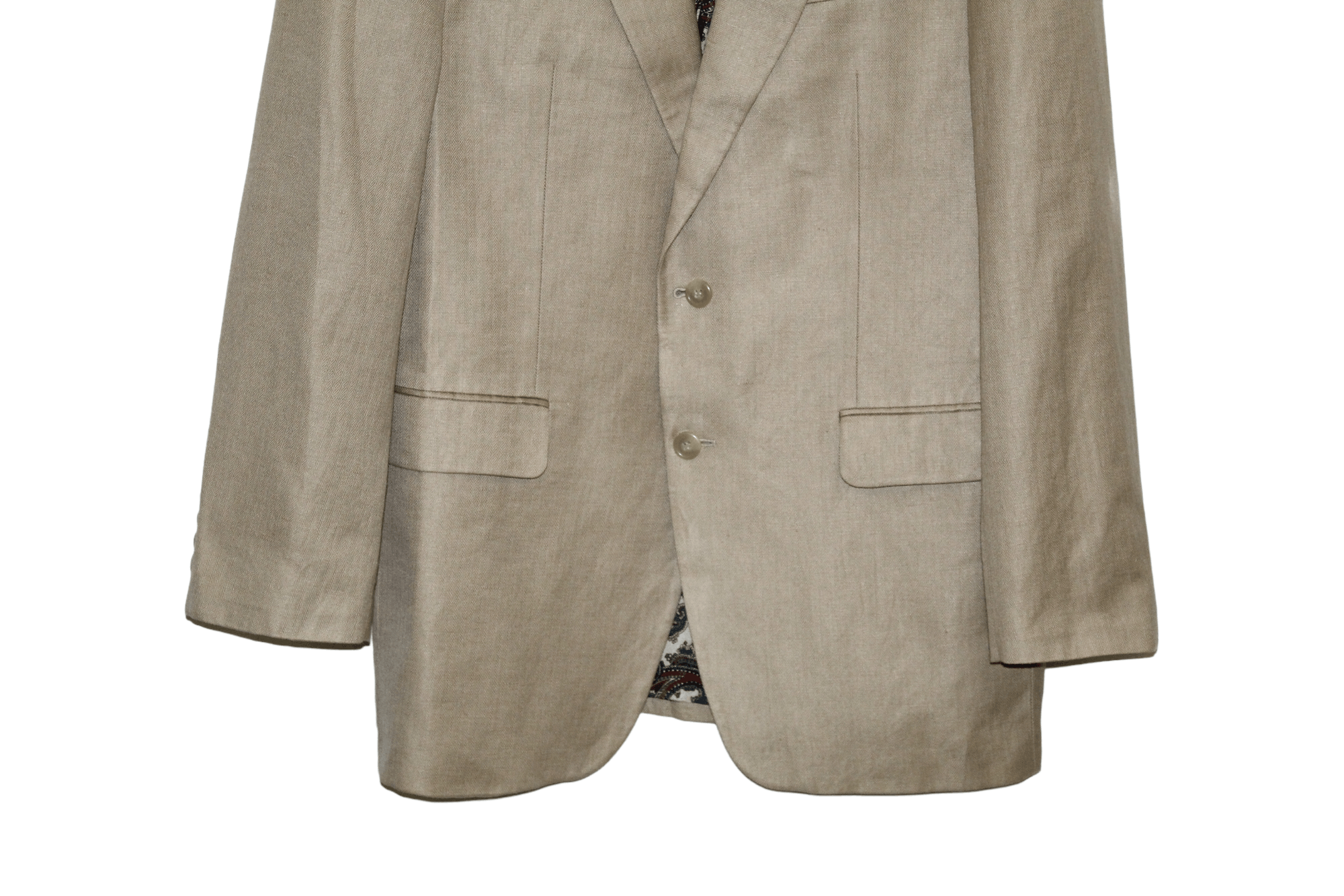 Lauren Ralph Lauren Lauren R.L. Herringbone Linen-Cotton Paisley Lined Blazer Size 42L - 6 Thumbnail