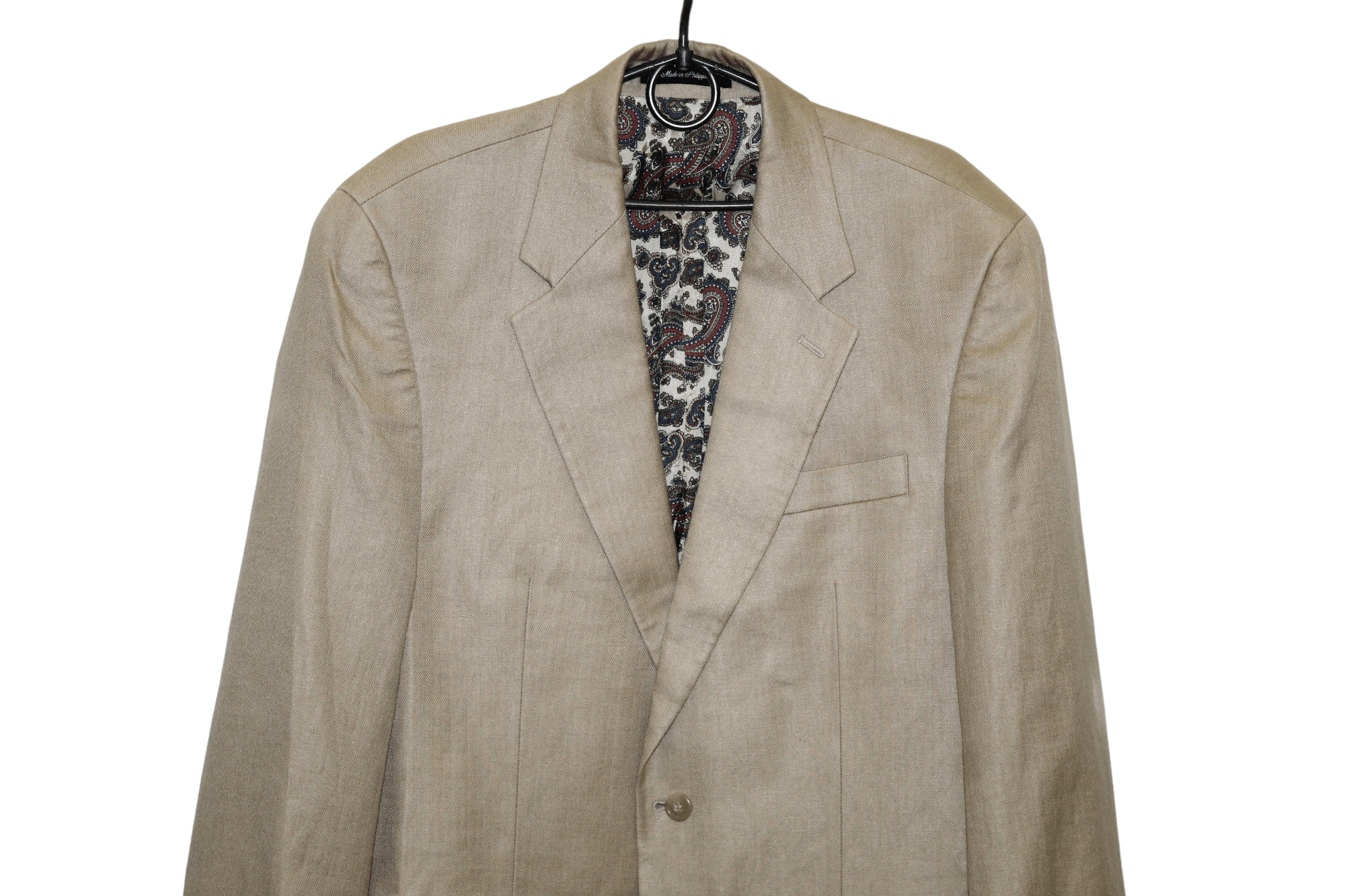 Lauren Ralph Lauren Lauren R.L. Herringbone Linen-Cotton Paisley Lined Blazer Size 42L - 7 Thumbnail
