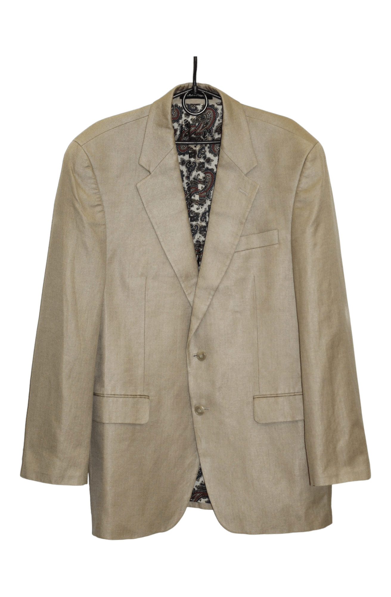 Lauren Ralph Lauren Lauren R.L. Herringbone Linen-Cotton Paisley Lined Blazer Size 42L - 16 Thumbnail