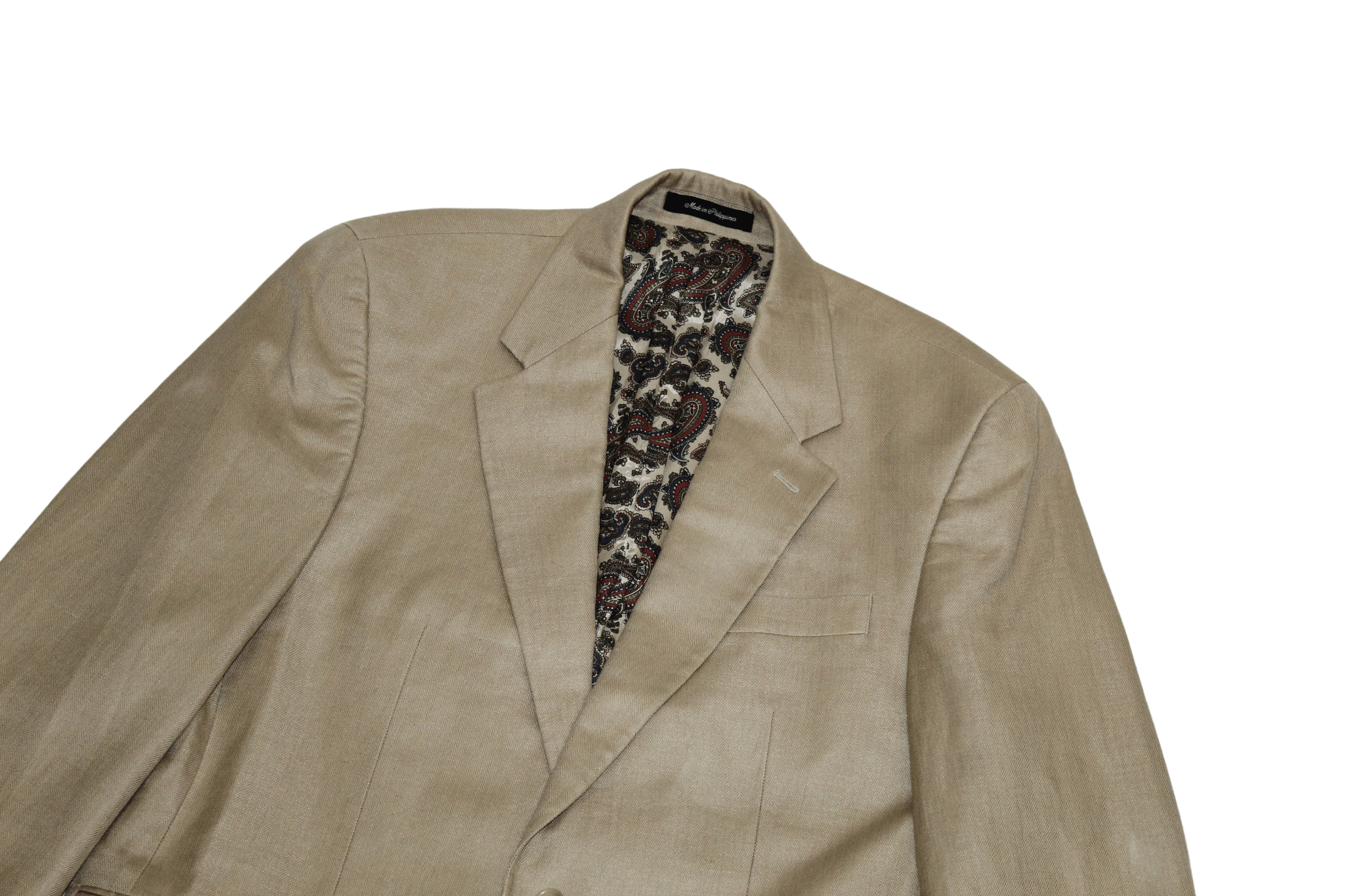 Lauren Ralph Lauren Lauren R.L. Herringbone Linen-Cotton Paisley Lined Blazer Size 42L - 4 Thumbnail