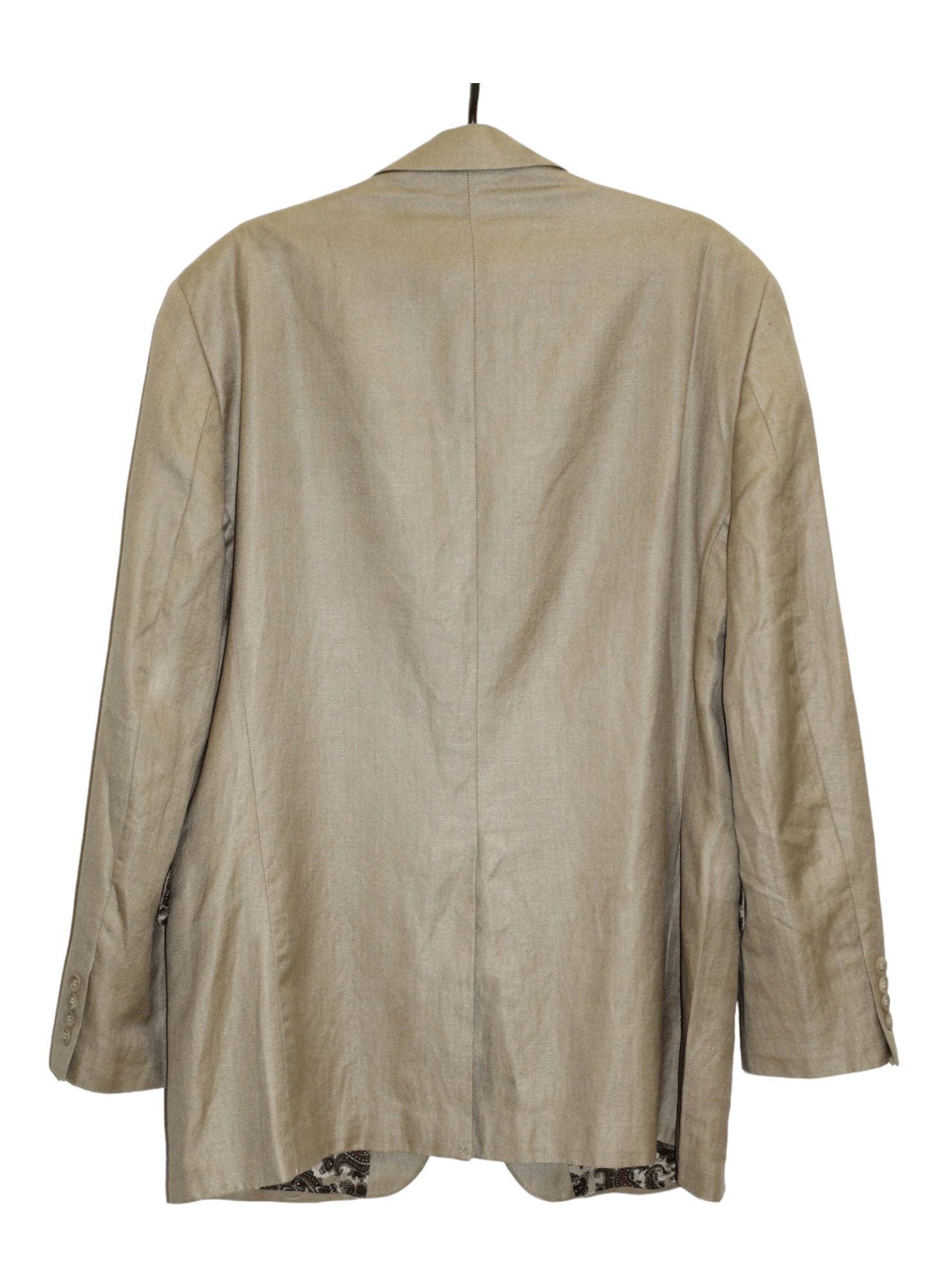 Lauren Ralph Lauren Lauren R.L. Herringbone Linen-Cotton Paisley Lined Blazer Size 42L - 3 Thumbnail
