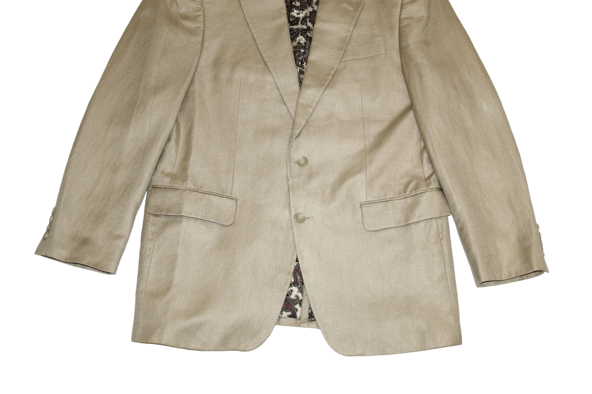 Lauren Ralph Lauren Lauren R.L. Herringbone Linen-Cotton Paisley Lined Blazer Size 42L - 10 Thumbnail
