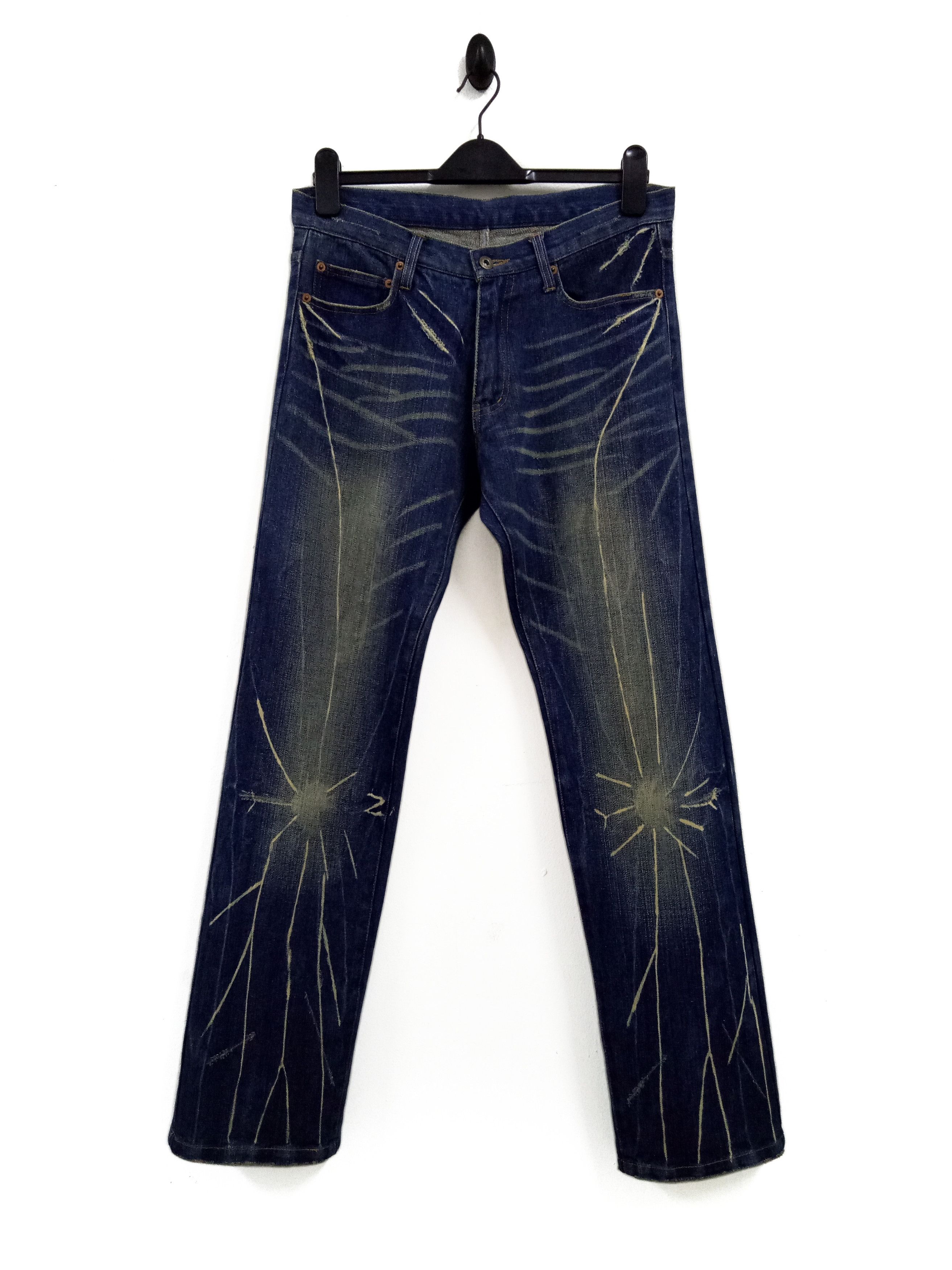 Japanese Brand 🔥🔥🔥Punk Rock N Roll Distressed Rare Design Denim Jeans Size US 32 / EU 48 - 1 Thumbnail