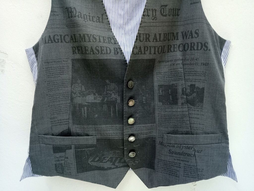 Band Tees 🔥🔥🔥The Beatles 1967 News Paper Print by Men's Bigi Vest Size US M / EU 48-50 / 2 - 2 Thumbnail