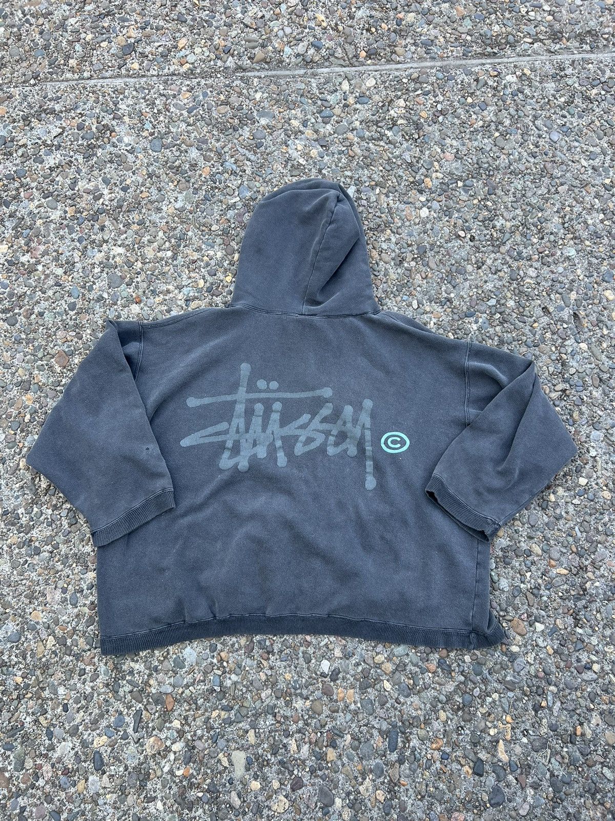 Vintage Stussy Hoodie Big Logo Faded Boxy Fit