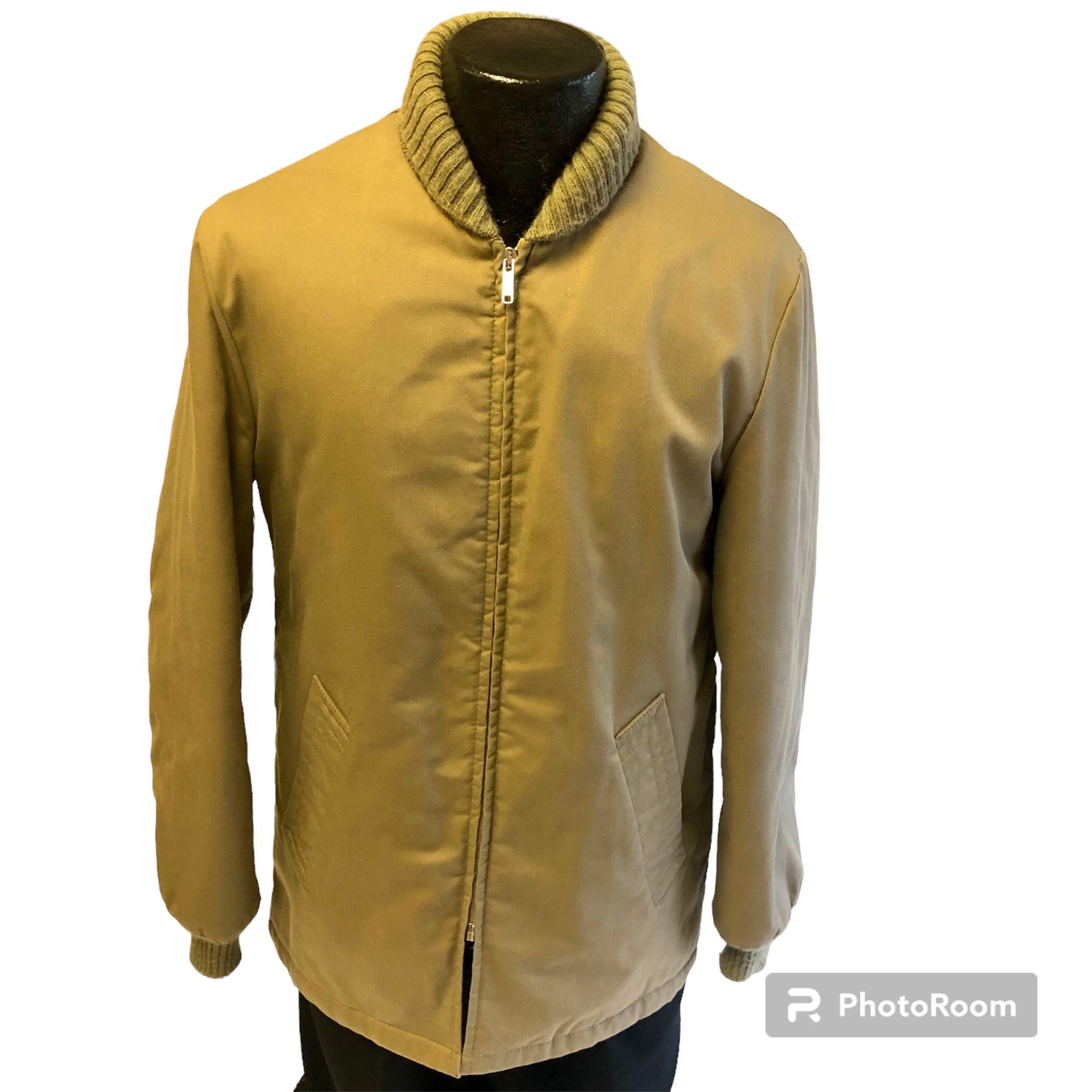 Vtg 60's Sears Khaki CLICKER QUILTED Car Coat WORK Jacket M