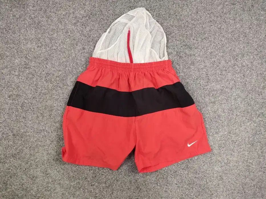 Nike Vintage 90's Nike Big Swoosh Logo Nylon Red Light Shorts Size US 34 / EU 50 - 8 Thumbnail
