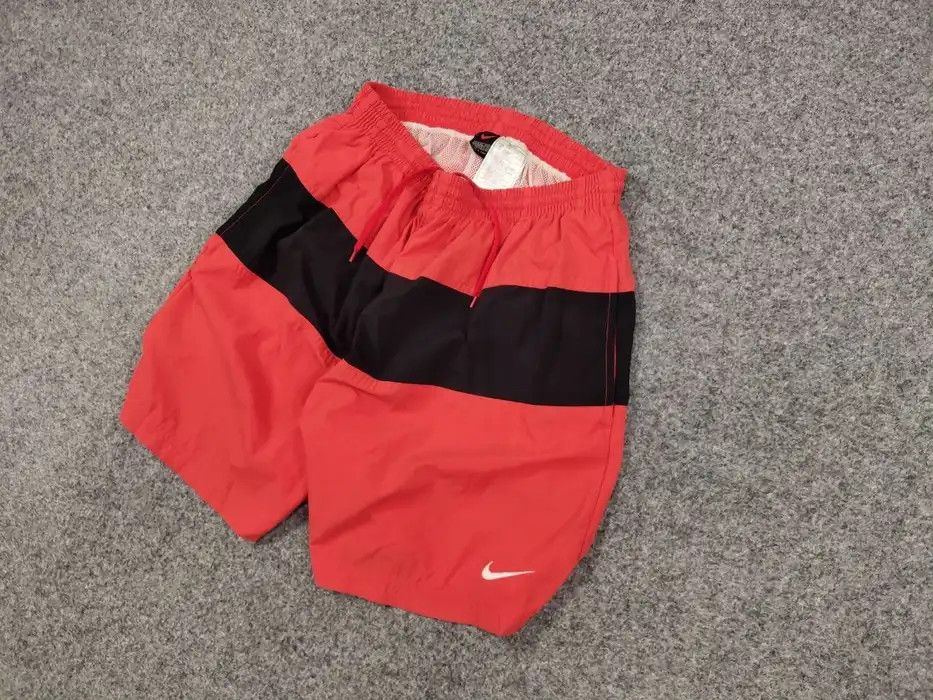 Nike Vintage 90's Nike Big Swoosh Logo Nylon Red Light Shorts Size US 34 / EU 50 - 2 Thumbnail