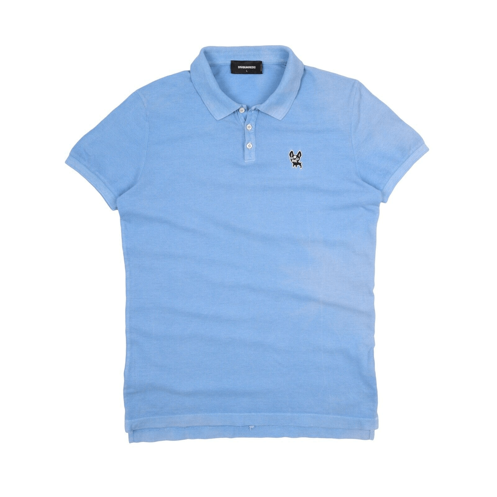 Faded Blue Pique Cotton Logo Polo Shirt 007736