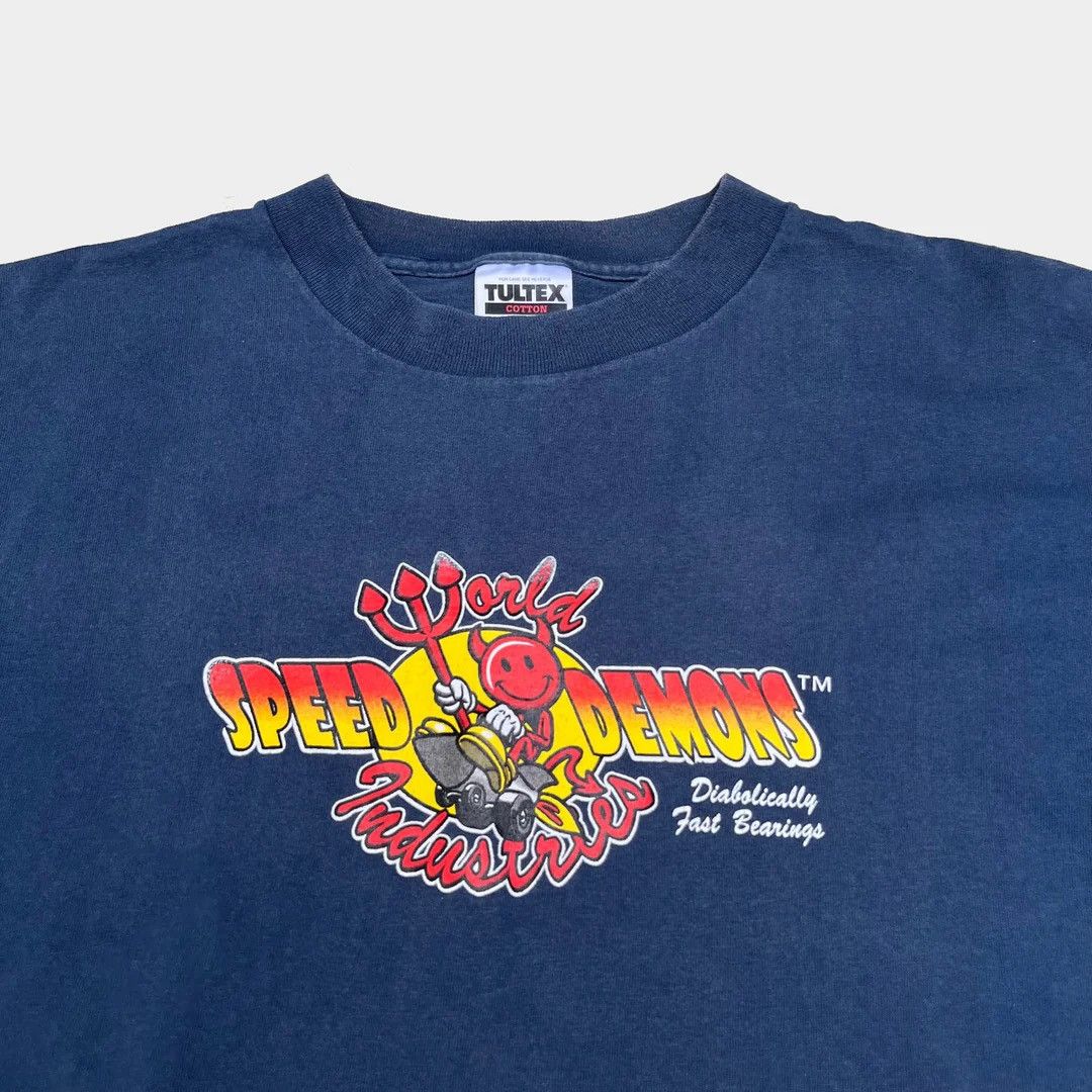 Tultex World Industries Speed Demons 90s Skateboard Vtg Logo Tee Size US XL / EU 56 / 4 - 2 Thumbnail