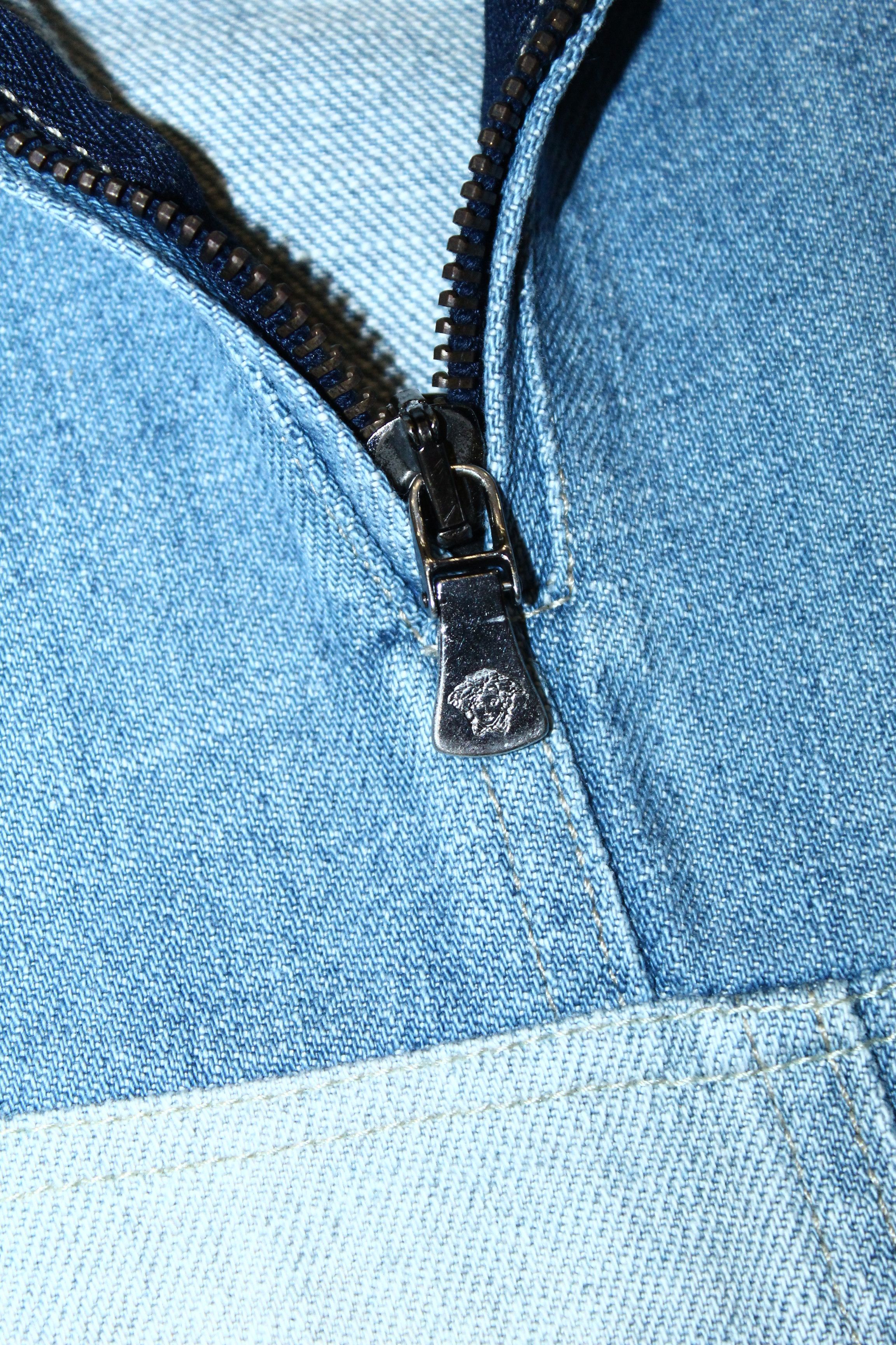 Versace Double Knee Stonewash Faded Blue Denim Biker Jeans