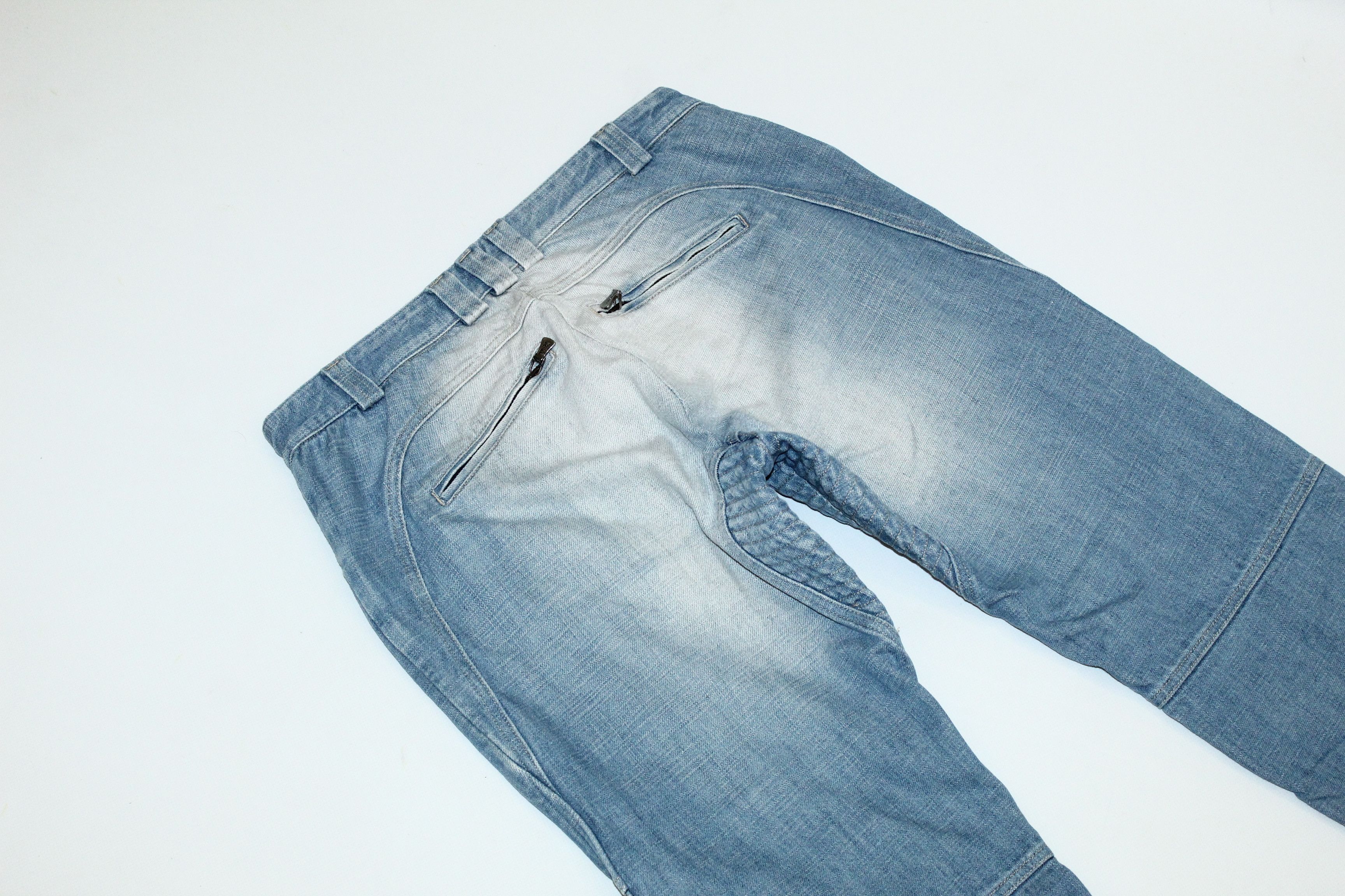 Versace Double Knee Stonewash Faded Blue Denim Biker Jeans