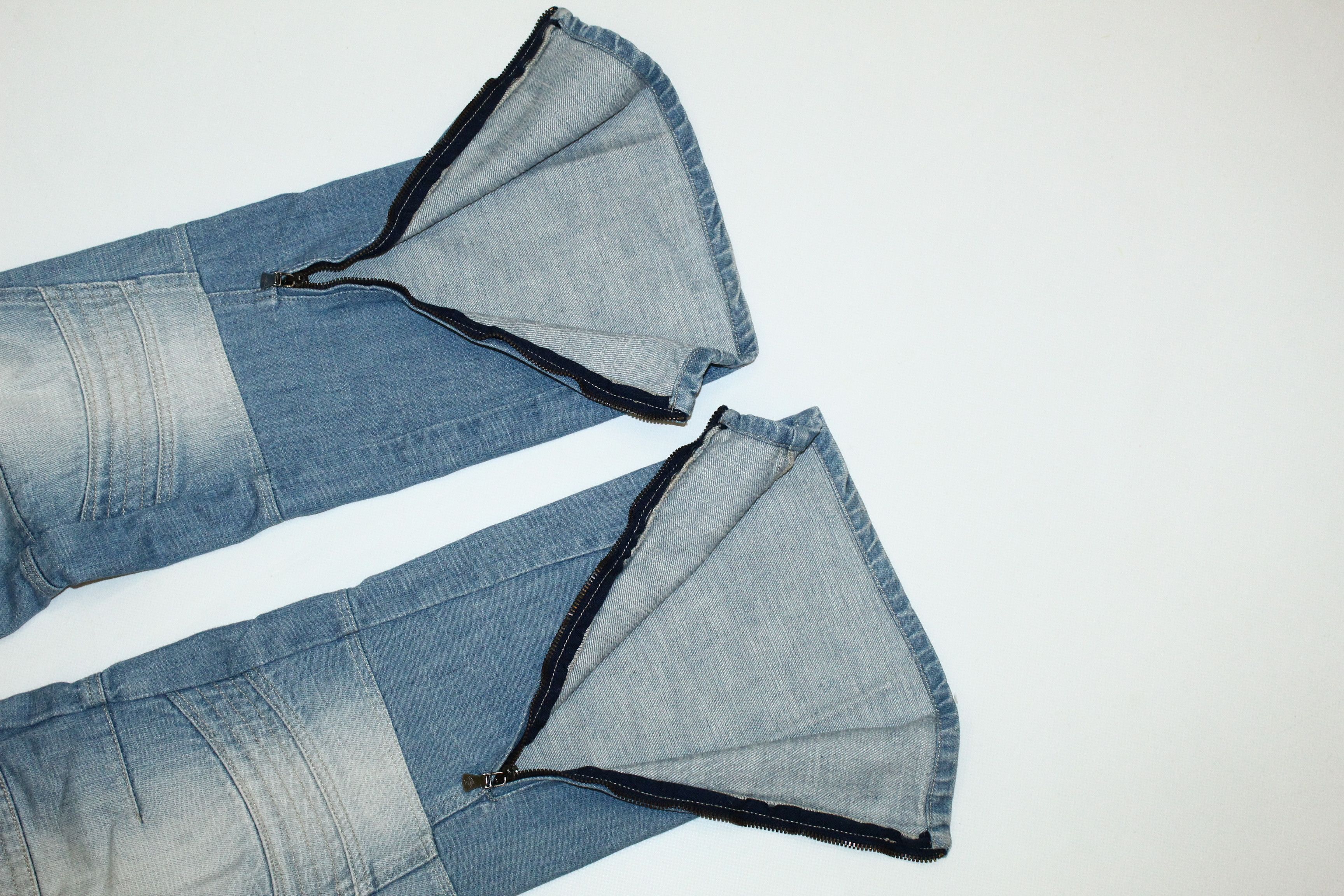 Versace Double Knee Stonewash Faded Blue Denim Biker Jeans