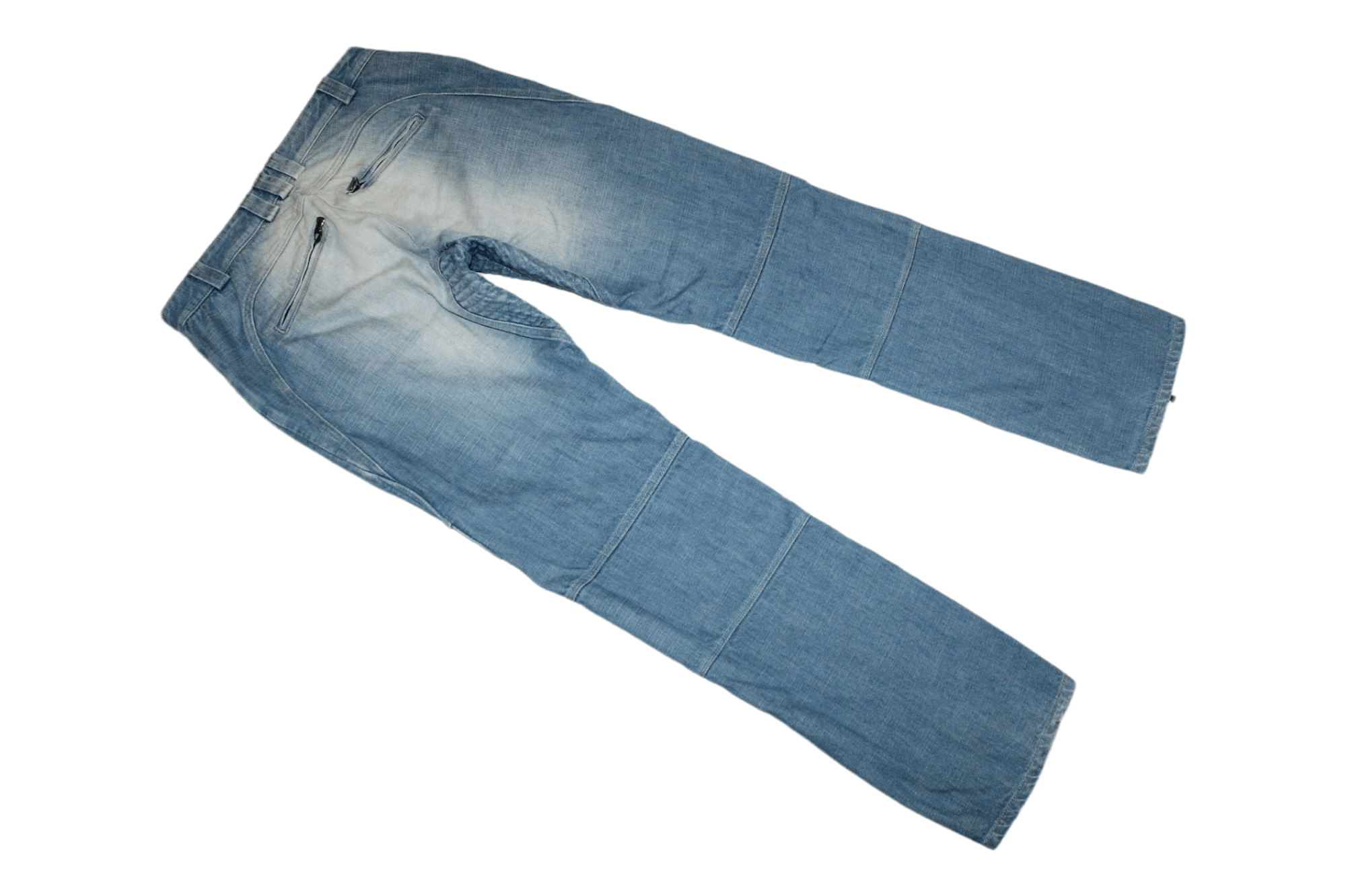 Versace Double Knee Stonewash Faded Blue Denim Biker Jeans