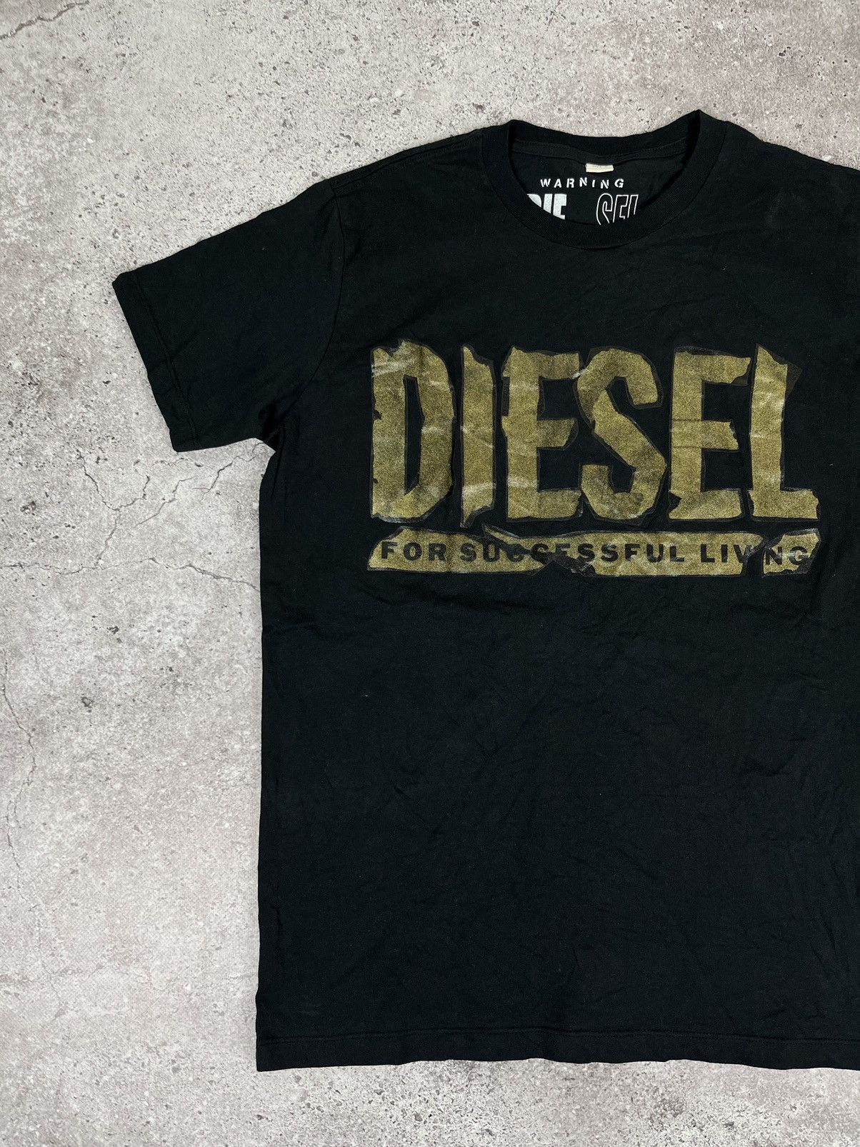 Diesel Diesel Vintage 00s “For successful living” Y2K Black T Shirt Size US S / EU 44-46 / 1 - 2 Thumbnail