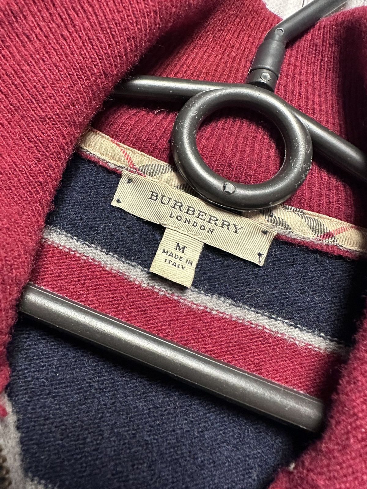 Burberry × Vintage Vintage Burberry striped sweater size M logo zip 1/4 Size US M / EU 48-50 / 2 - 6 Thumbnail