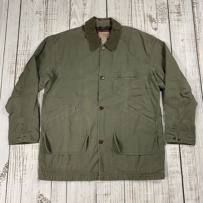 Vintage VTG MENS LL BEAN FLANNEL LINED CANVAS CHORE COAT JV69 SZ XL ...