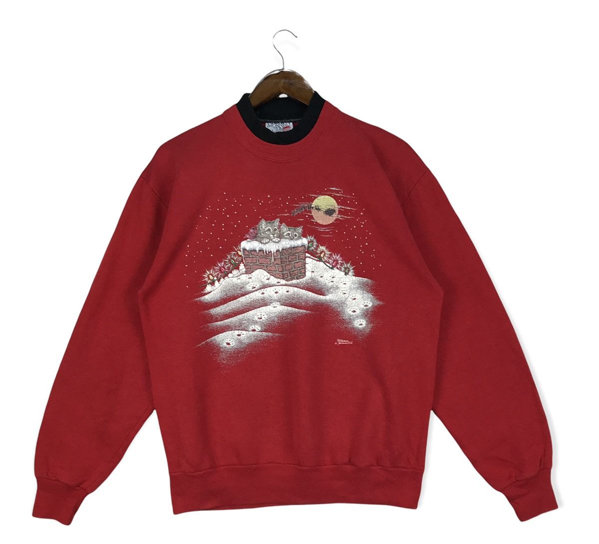 image of Vintage Morning Sun Sweatshirt Art Design in Red, Men's (Size Medium)