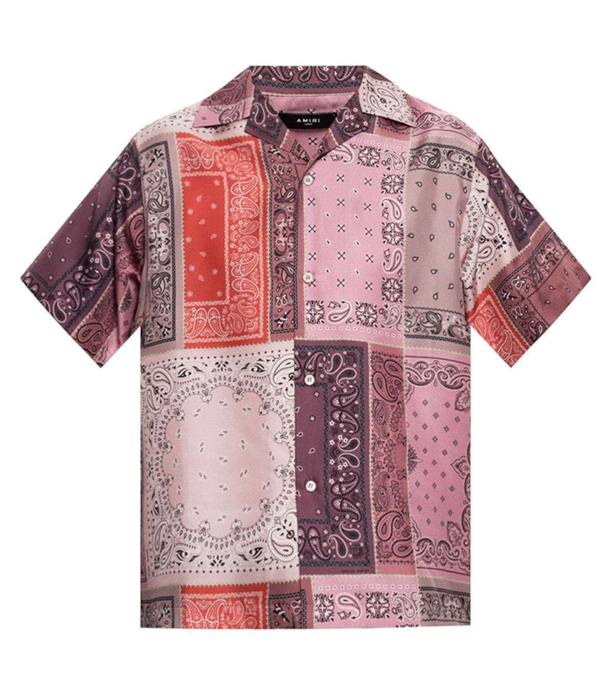 image of Amiri Paisley Patterned Bandana Silk Shirt in Red, Men's (Size Large)