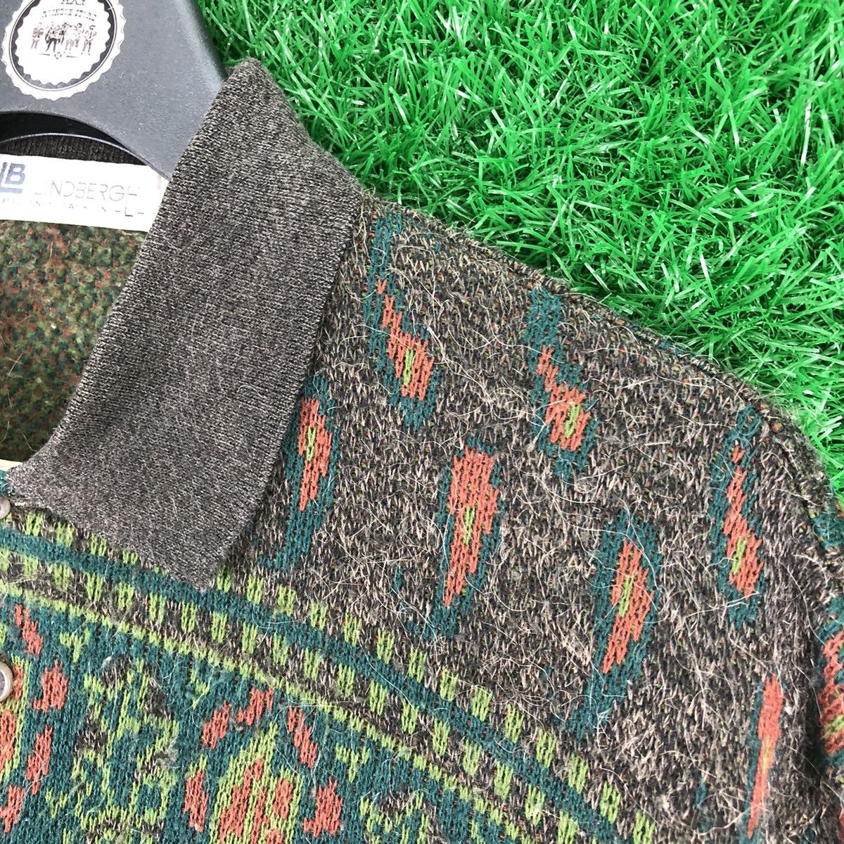 Lindbergh Vintage 90's LINDBERGH Knit Polo Shirt Mohair Multicoloar Size US M / EU 48-50 / 2 - 8 Thumbnail