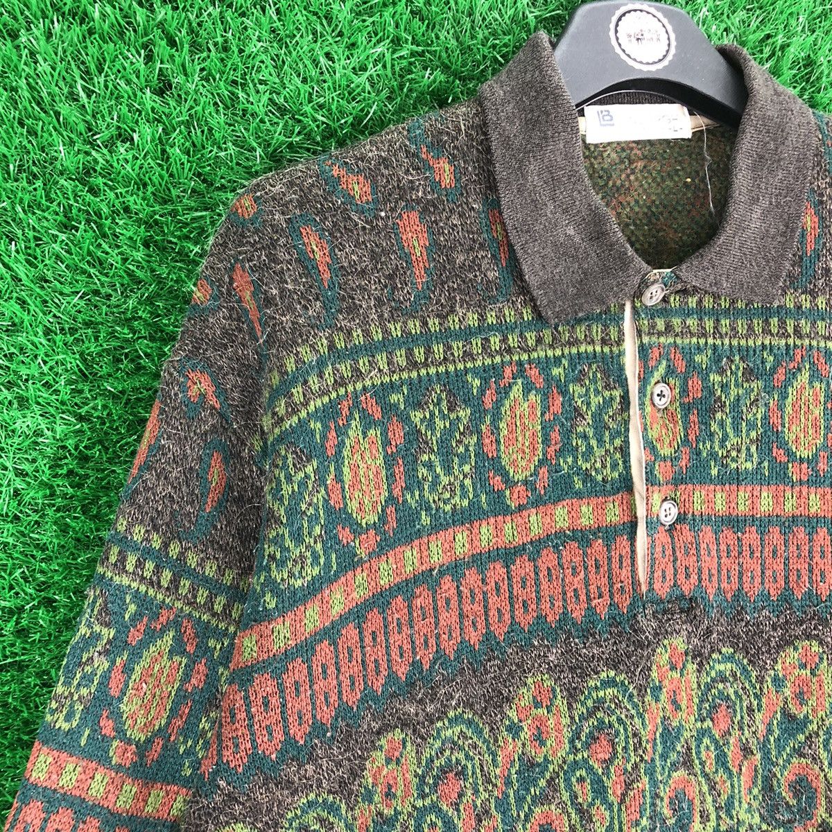 Lindbergh Vintage 90's LINDBERGH Knit Polo Shirt Mohair Multicoloar Size US M / EU 48-50 / 2 - 2 Thumbnail