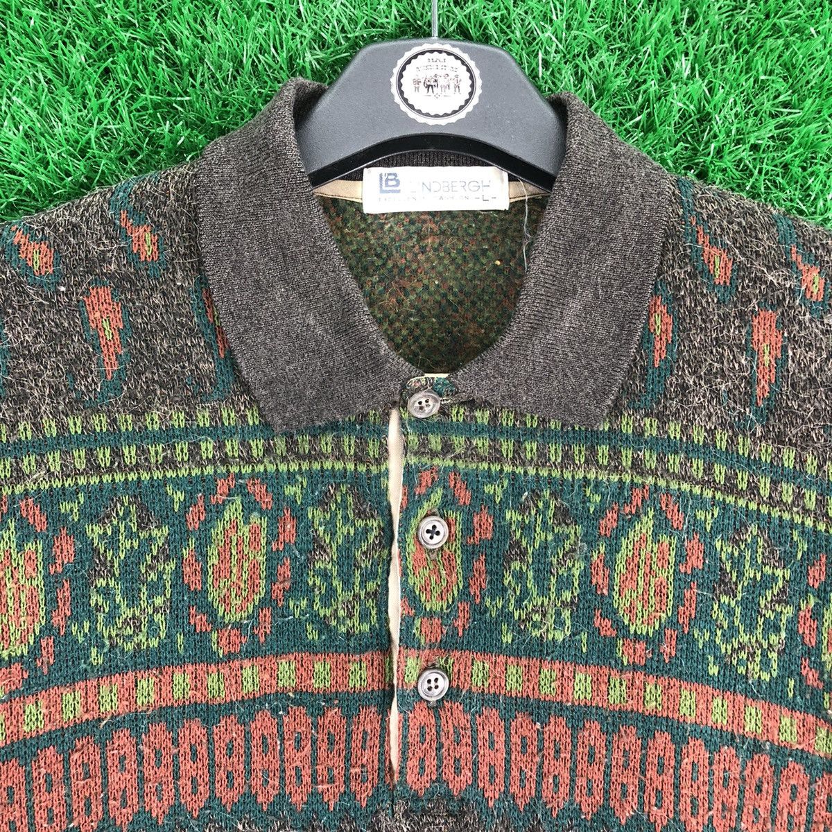 Lindbergh Vintage 90's LINDBERGH Knit Polo Shirt Mohair Multicoloar Size US M / EU 48-50 / 2 - 7 Thumbnail