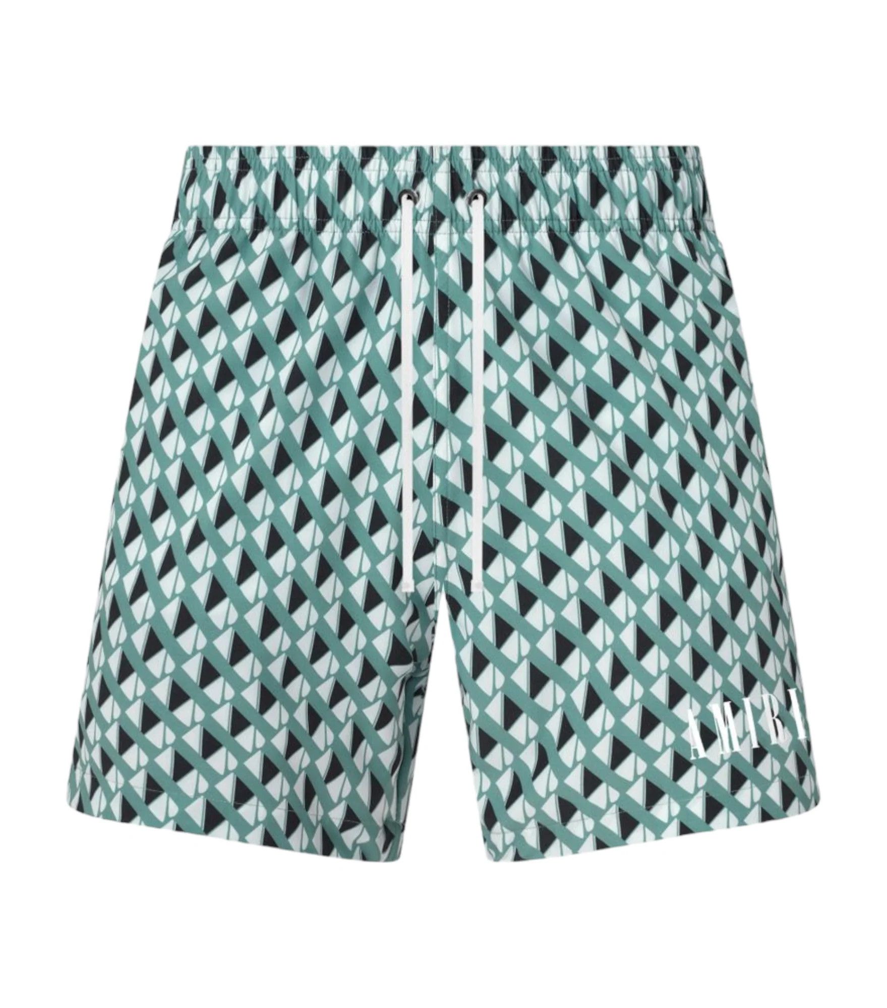 Image of Amiri Geometric Patterned Aaa Swim Shorts in Green, Men's (Size 30)