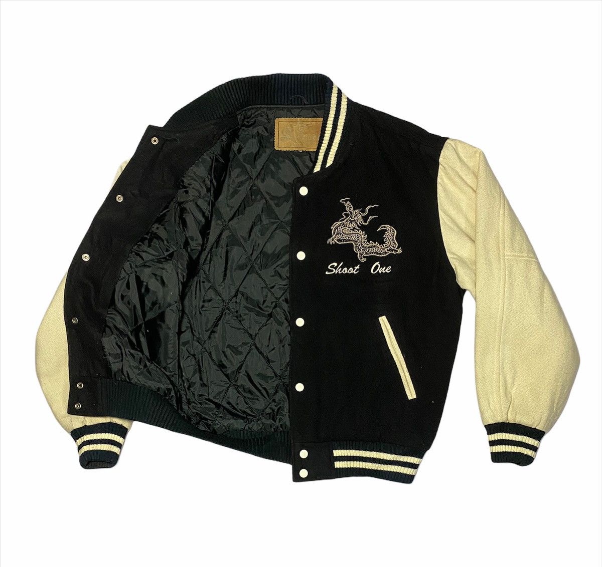 Other Vintage 90s Sukajan Shoot One Dragon Embroidered Varsity Size US L / EU 52-54 / 3 - 3 Thumbnail