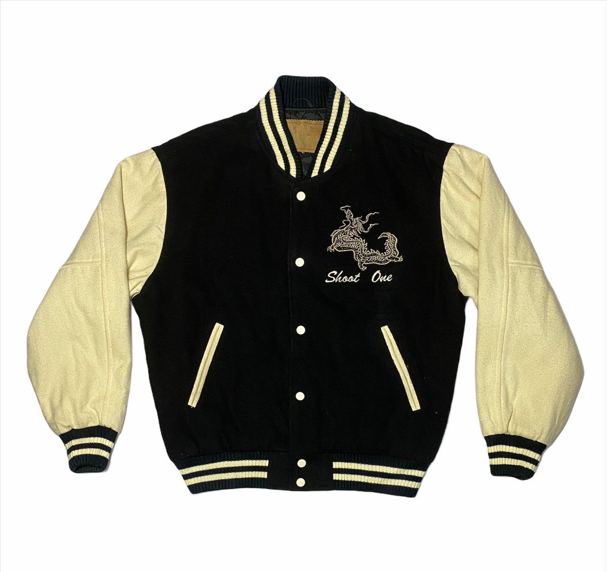 Other Vintage 90s Sukajan Shoot One Dragon Embroidered Varsity Size US L / EU 52-54 / 3 - 2 Thumbnail