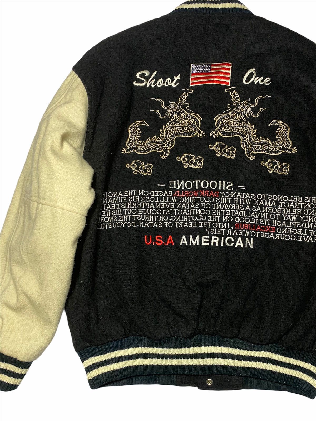 Other Vintage 90s Sukajan Shoot One Dragon Embroidered Varsity Size US L / EU 52-54 / 3 - 5 Thumbnail
