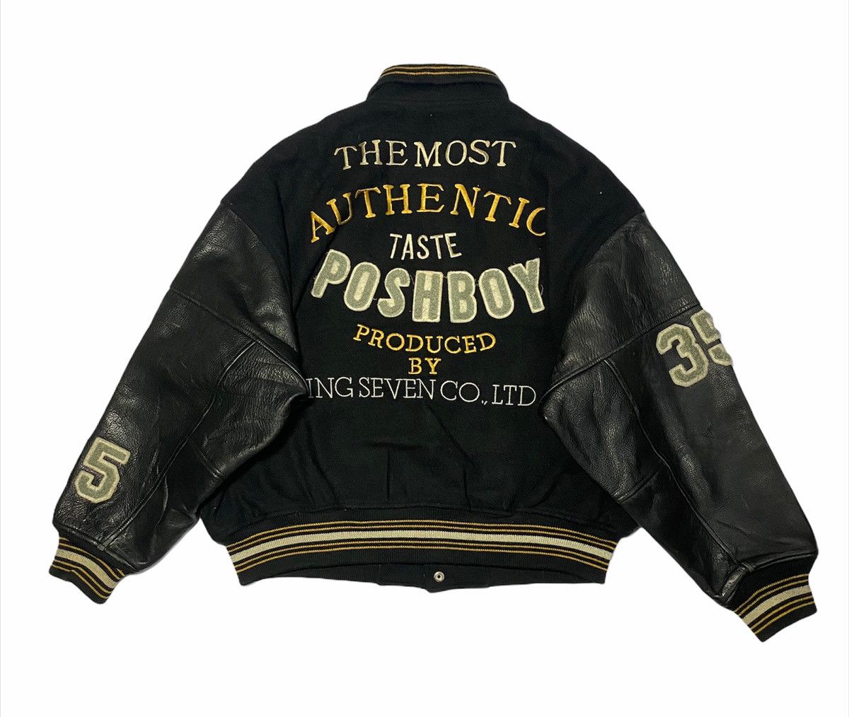 Vintage Vintage Varsity Posh Boy Leather Embroidered Size US XL / EU 56 / 4 - 1 Thumbnail