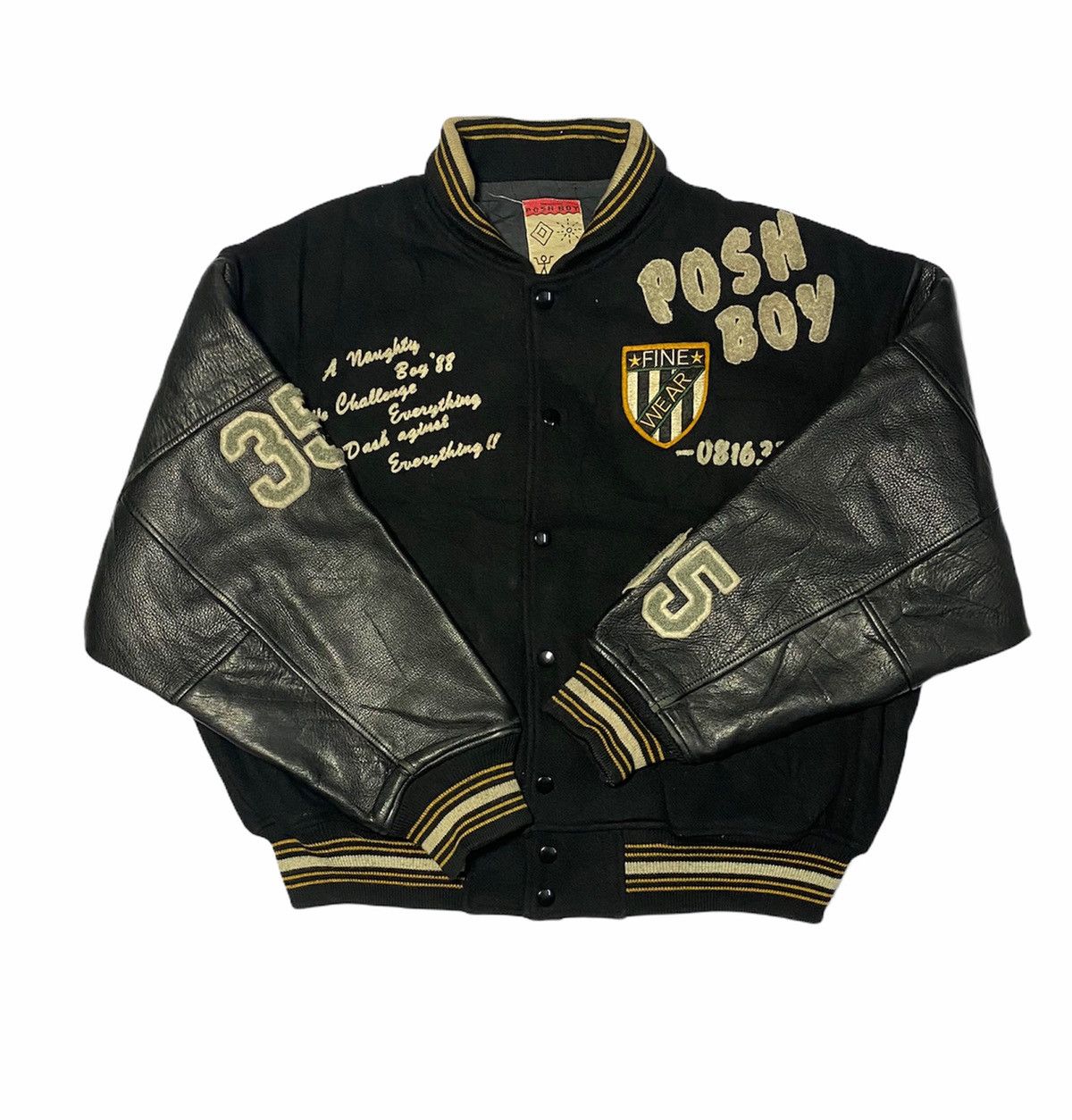 Vintage Vintage Varsity Posh Boy Leather Embroidered Size US XL / EU 56 / 4 - 2 Thumbnail