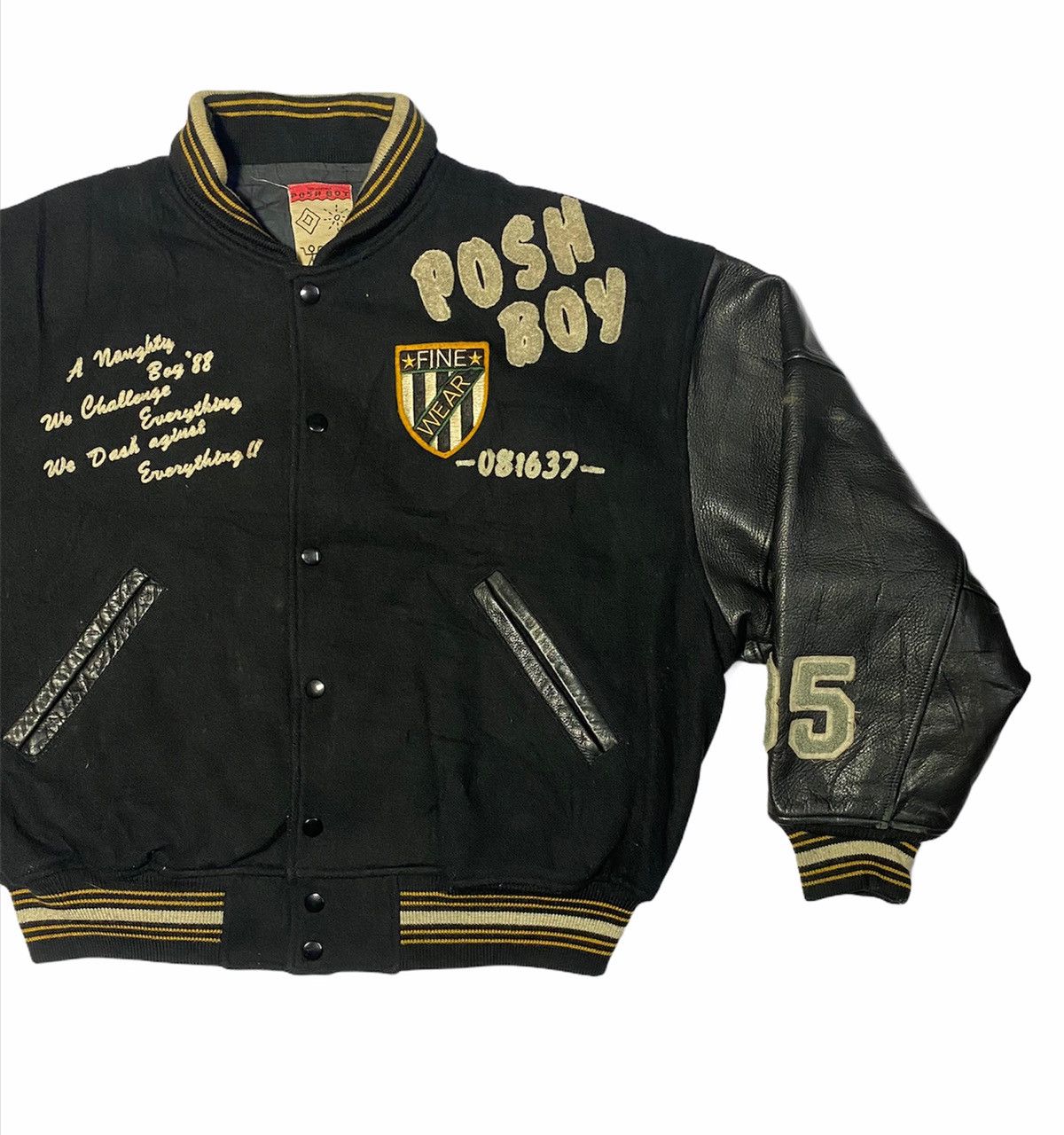Vintage Vintage Varsity Posh Boy Leather Embroidered Size US XL / EU 56 / 4 - 6 Thumbnail