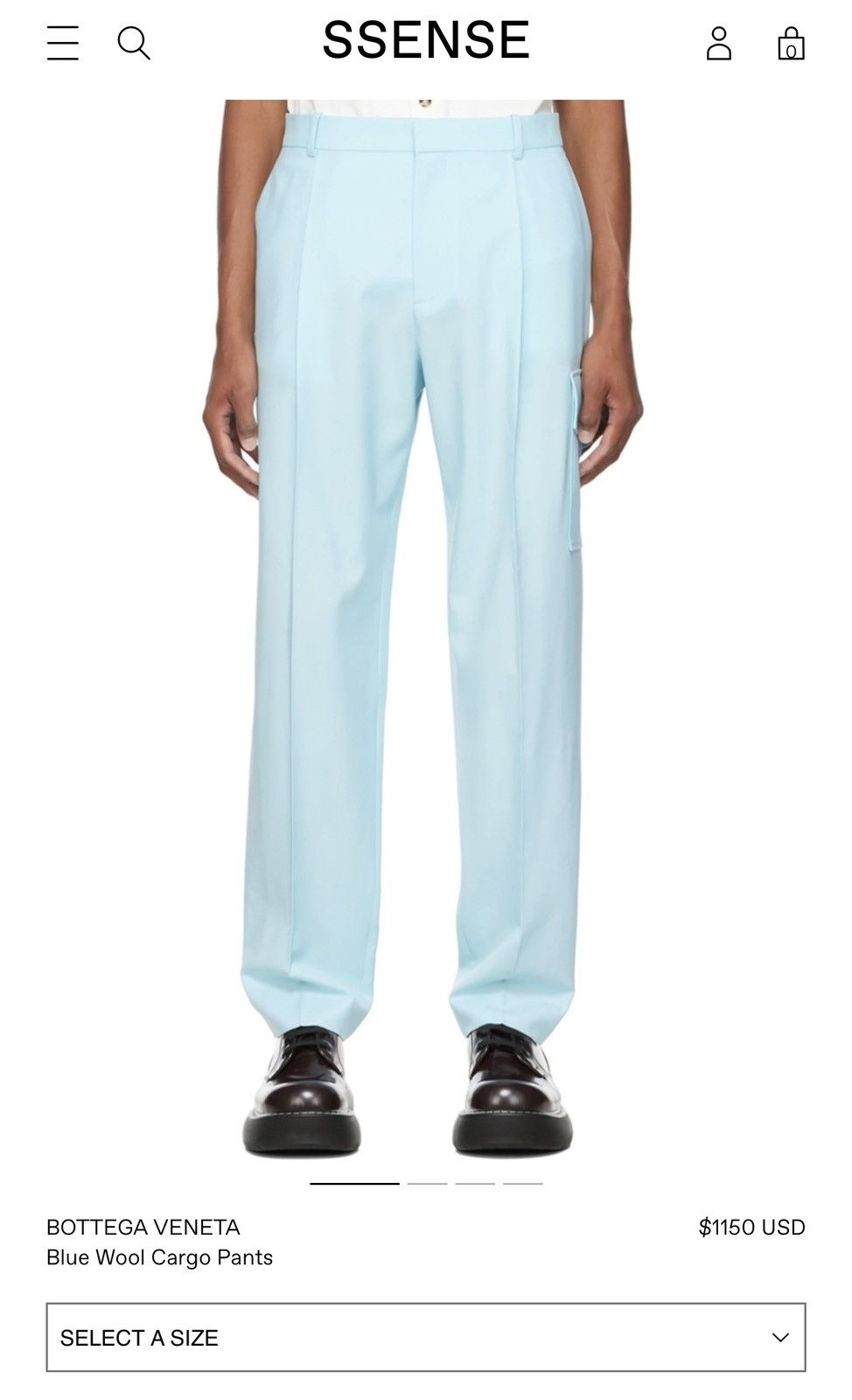 Bottega Veneta Blue Wool Cargo Pants size 32