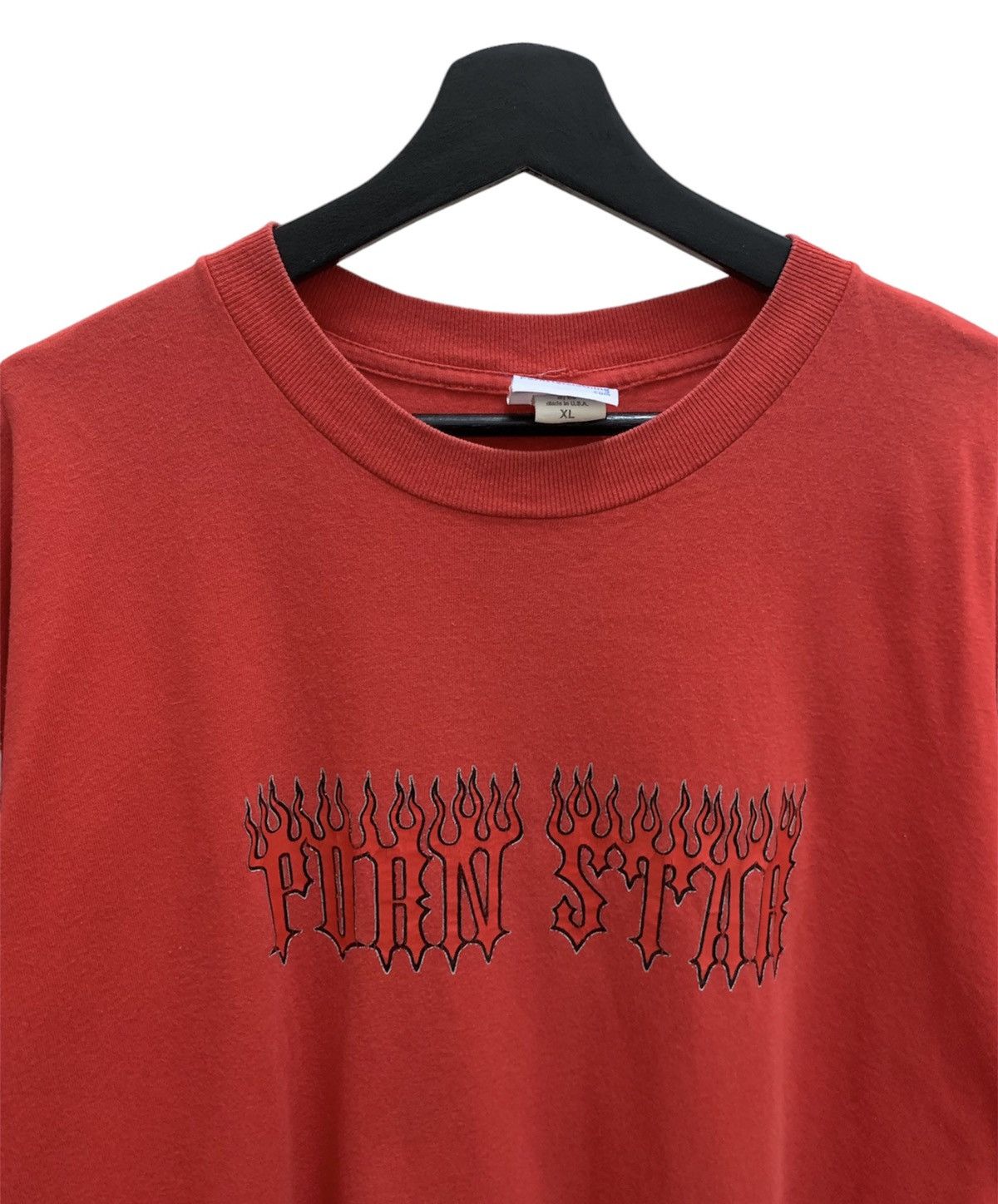 image of Hook Ups x Powell Peralta Vintage 90’S Porn Star Flame T-Shirt Old Skate Punk in Red (Size XL)