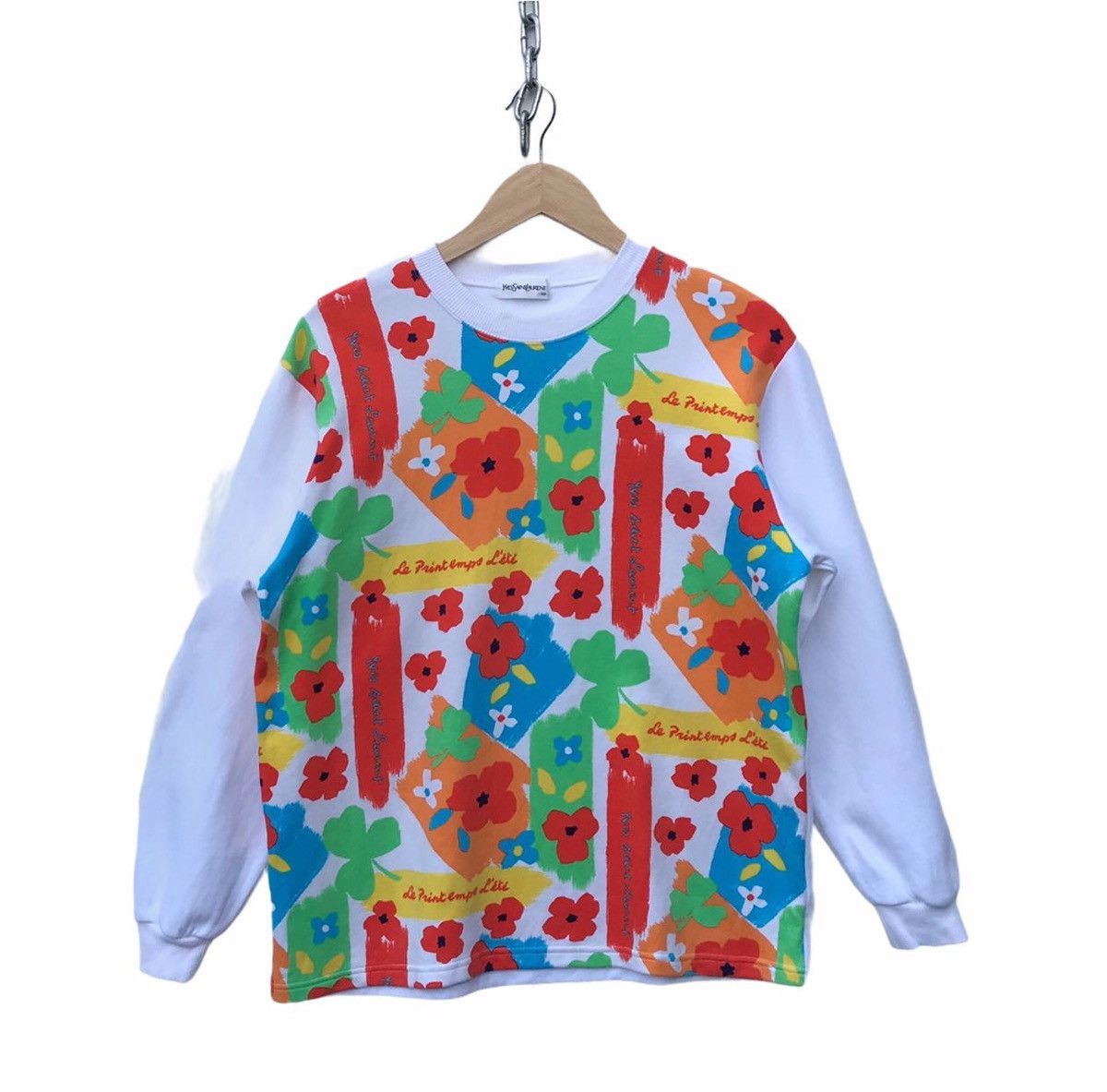 Yves Saint Laurent Yvessaintlaurent Ysl Overprint Floral Multicolour Sweatshirt Size US M / EU 48-50 / 2 - 1 Thumbnail