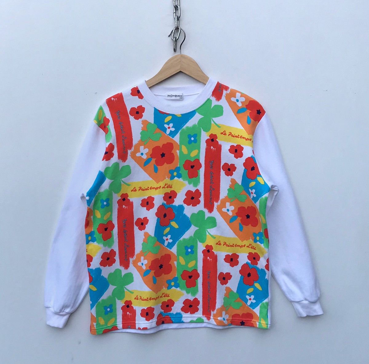 Yves Saint Laurent Yvessaintlaurent Ysl Overprint Floral Multicolour Sweatshirt Size US M / EU 48-50 / 2 - 2 Thumbnail