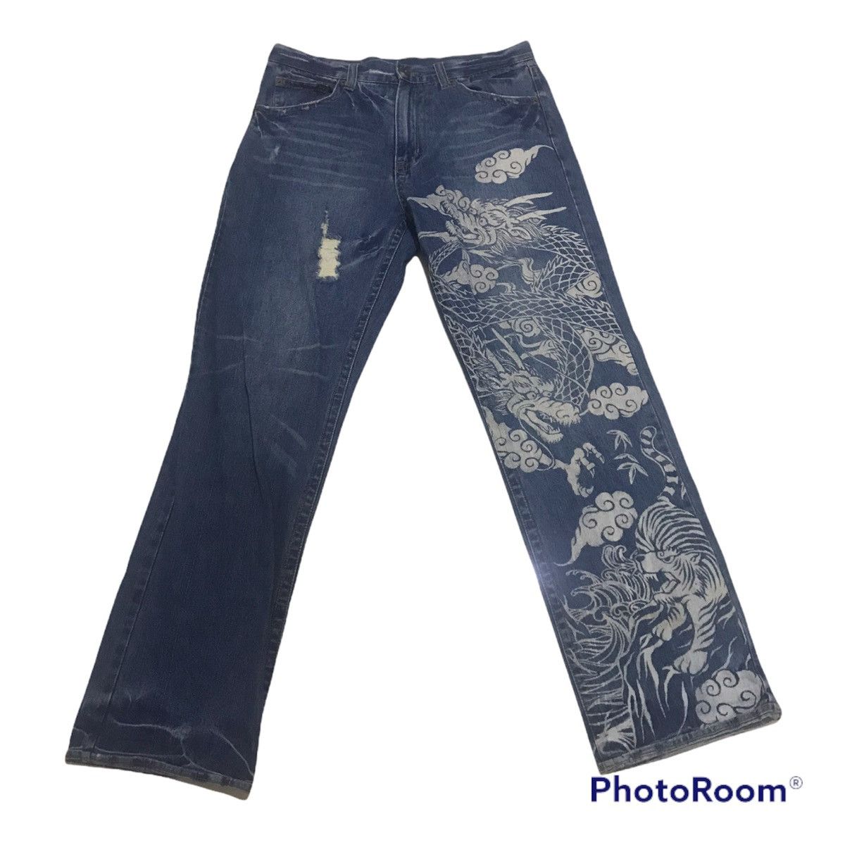 Japanese Brand Sukajan Dragon Denim Jeans Size 34 Waist Size US 34 / EU 50 - 1 Thumbnail