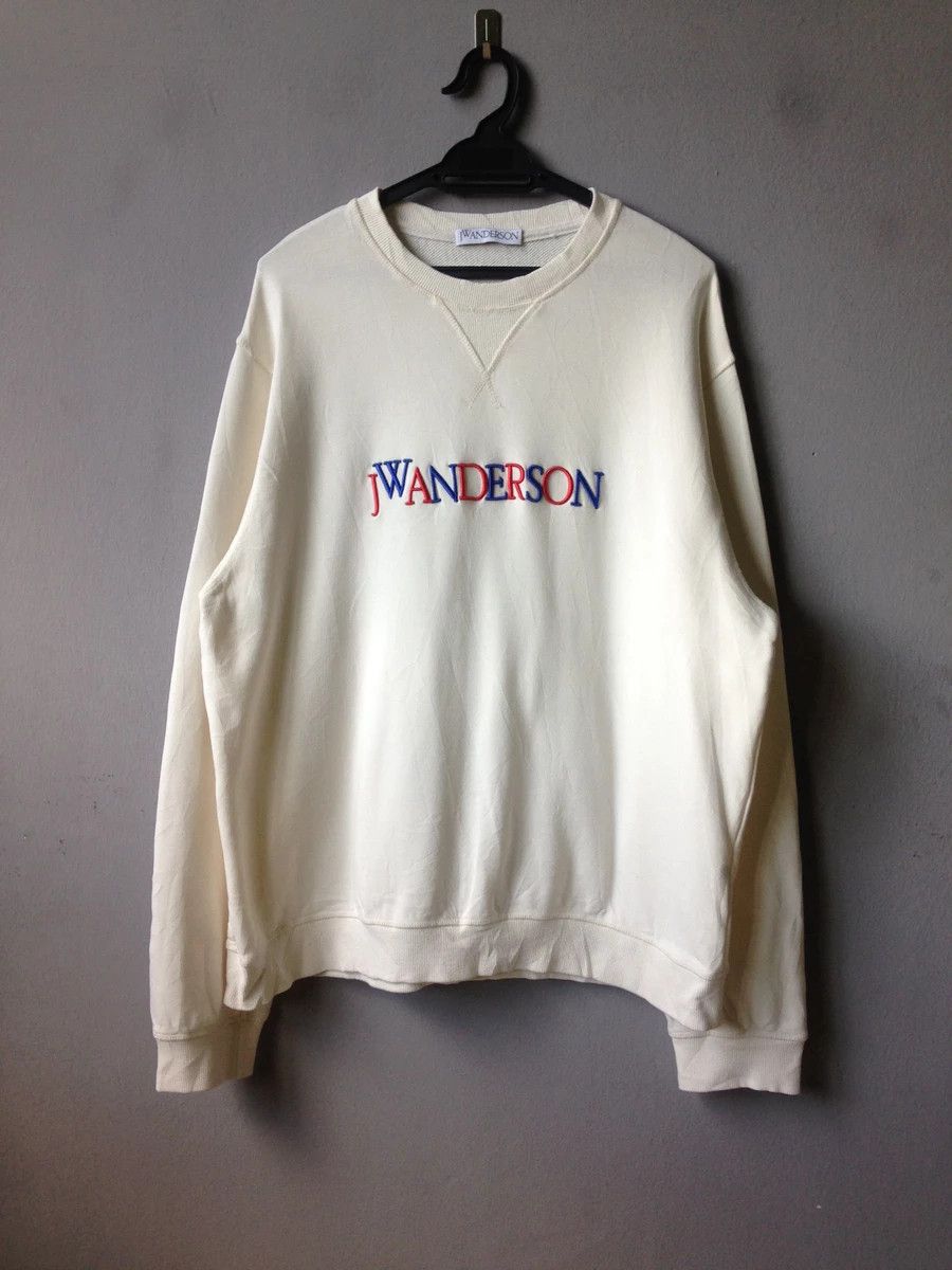 image of Grail x J W Anderson J.w. Anderson Logo Off White Sweatshirt, Men's (Size XL)