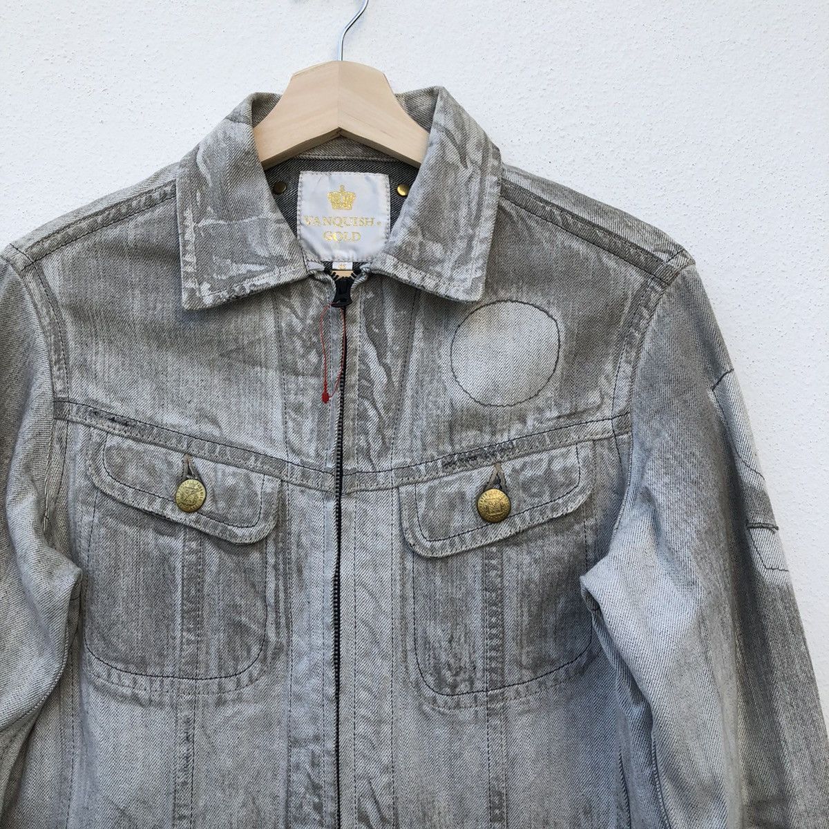 Japanese Brand VANQUISH GOLD DENIM JACKET ACID WASH DESIGN MADE IN JAPAN Size US S / EU 44-46 / 1 - 4 Thumbnail