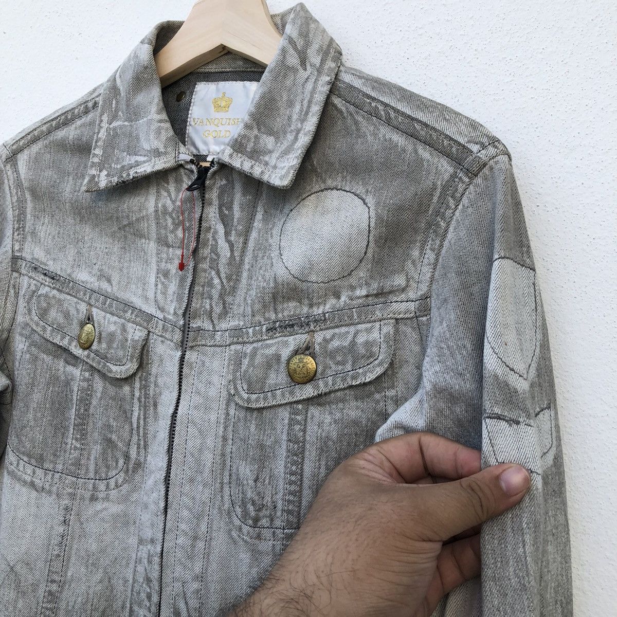 Japanese Brand VANQUISH GOLD DENIM JACKET ACID WASH DESIGN MADE IN JAPAN Size US S / EU 44-46 / 1 - 5 Thumbnail