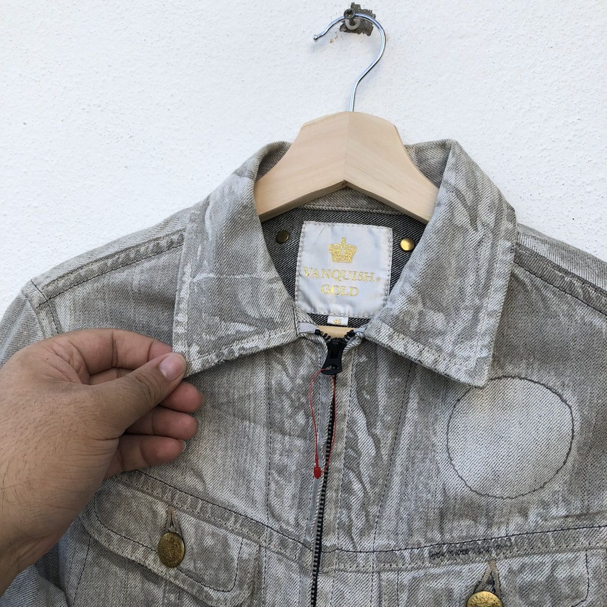Japanese Brand VANQUISH GOLD DENIM JACKET ACID WASH DESIGN MADE IN JAPAN Size US S / EU 44-46 / 1 - 8 Thumbnail
